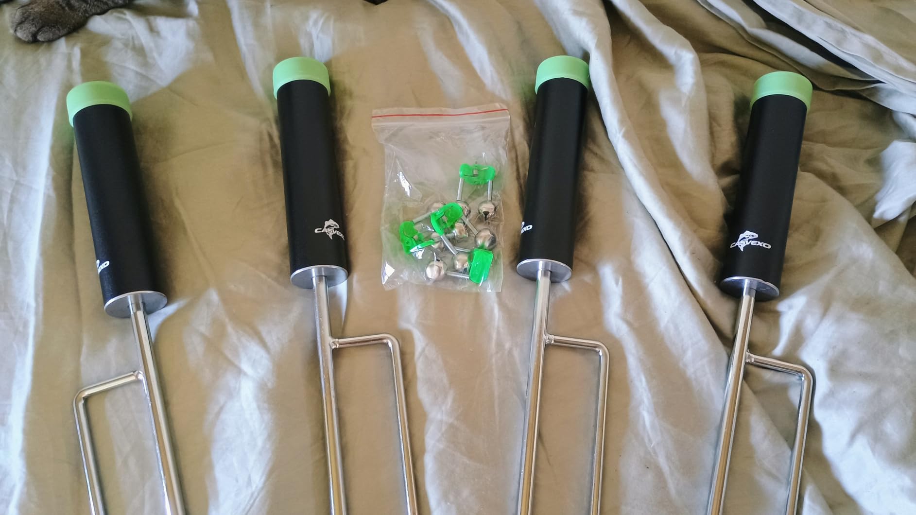 4 Pack Fishing Rod Holder, Aluminum Fishing Pole Holder for Ground, Rod Holders for Bank Fishing, Double Spike Support, 4 Free Alarm Bells customer photo 1