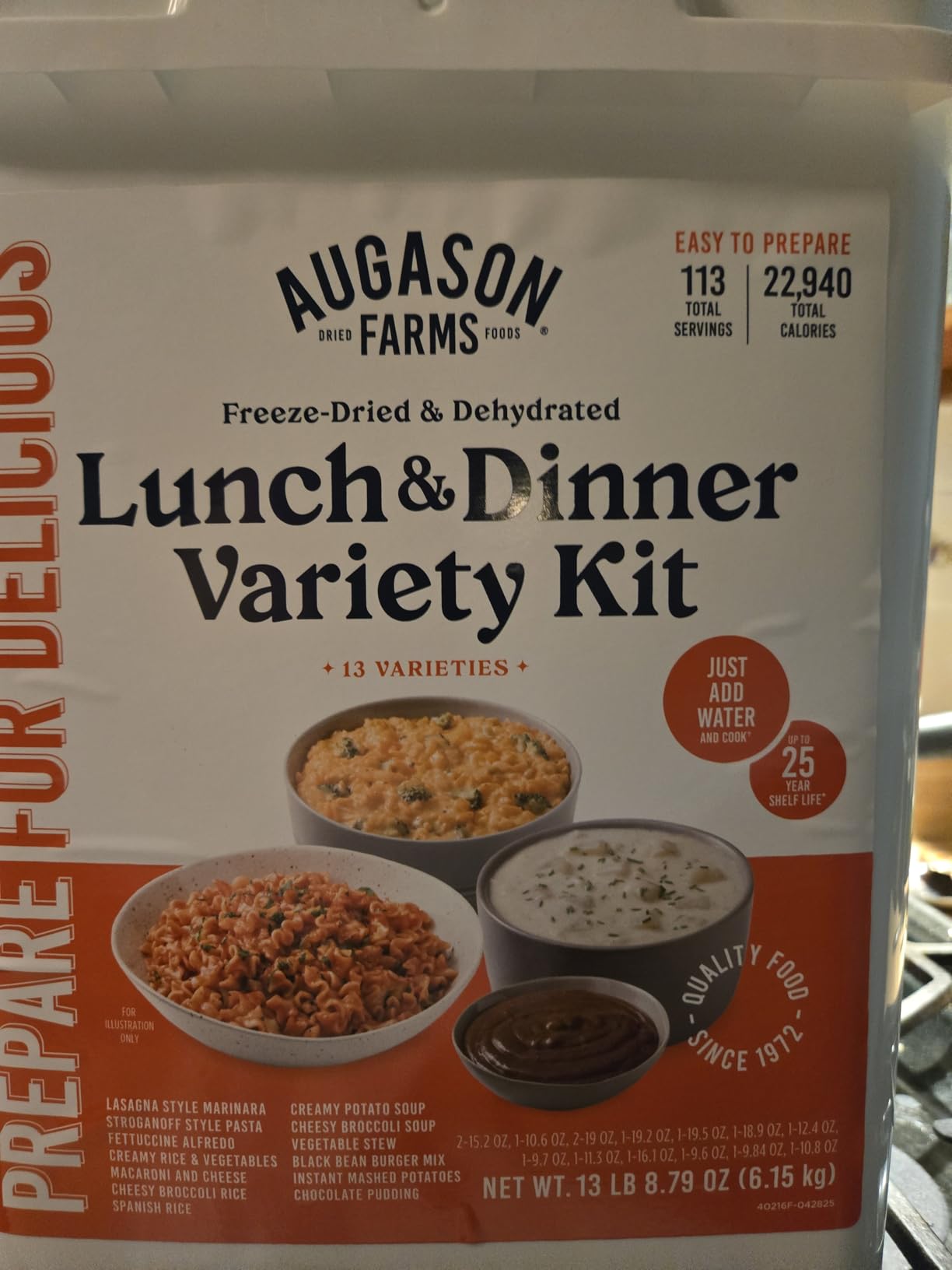 Lunch & Dinner Variety Kit Emergency Food Supply, 113 Servings, 25 Year Shelf Life - Dehydrated Meals, Survival Food Camping Essentials, 4 Gallon Bucket customer photo 2