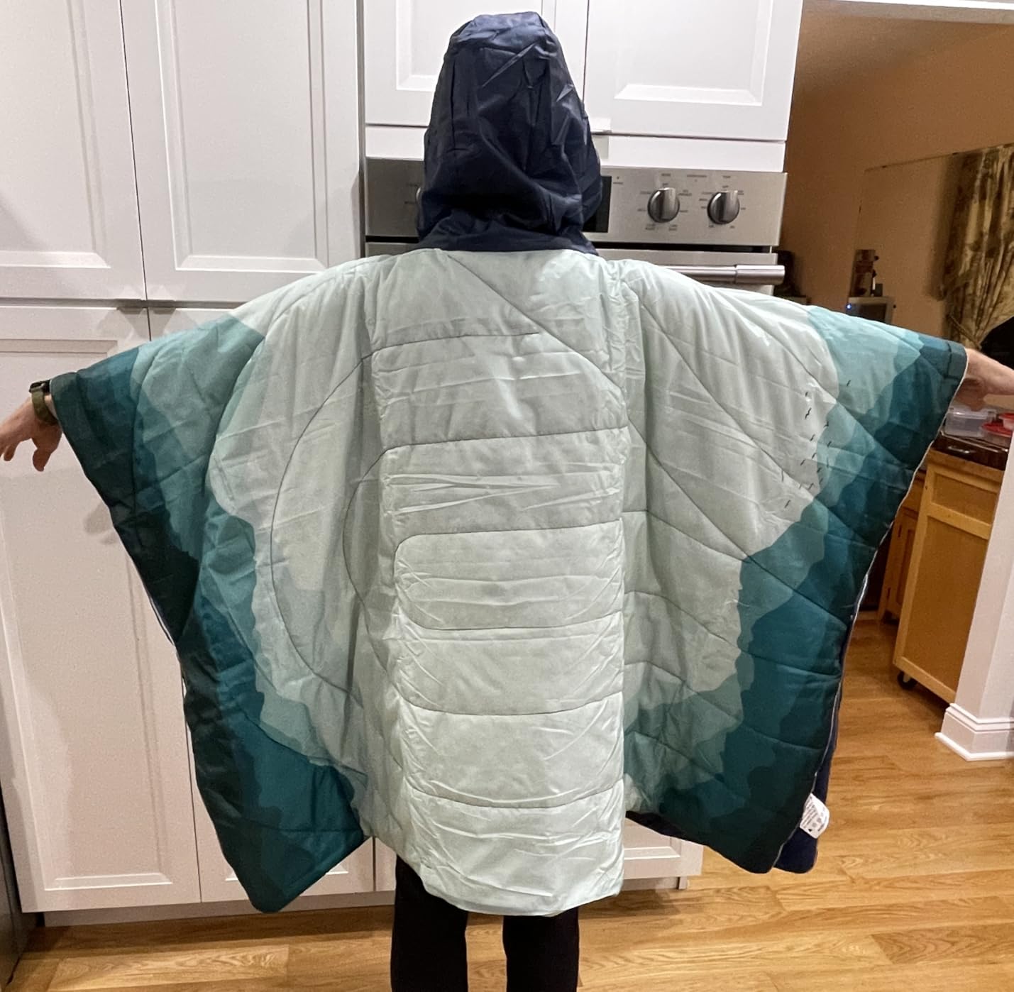 Poncho Blanket Outdoor Wearable Camping Blanket Hoodie Waterproof | Hooded Stadium Blanket Wearable Poncho for Travel, Camping, Car, Pet, Picnics customer photo 2