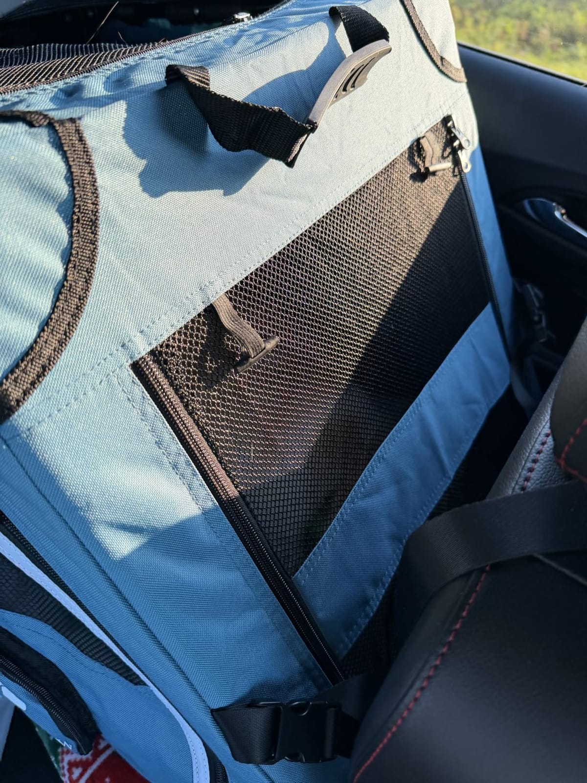 Snagle Paw Portable Dog Crate for Car Travel, Metal Frame Pet Crate, Pet Carrier for Car Back Seat Secures with Headrest Strap and Seatbelt, L customer photo 1