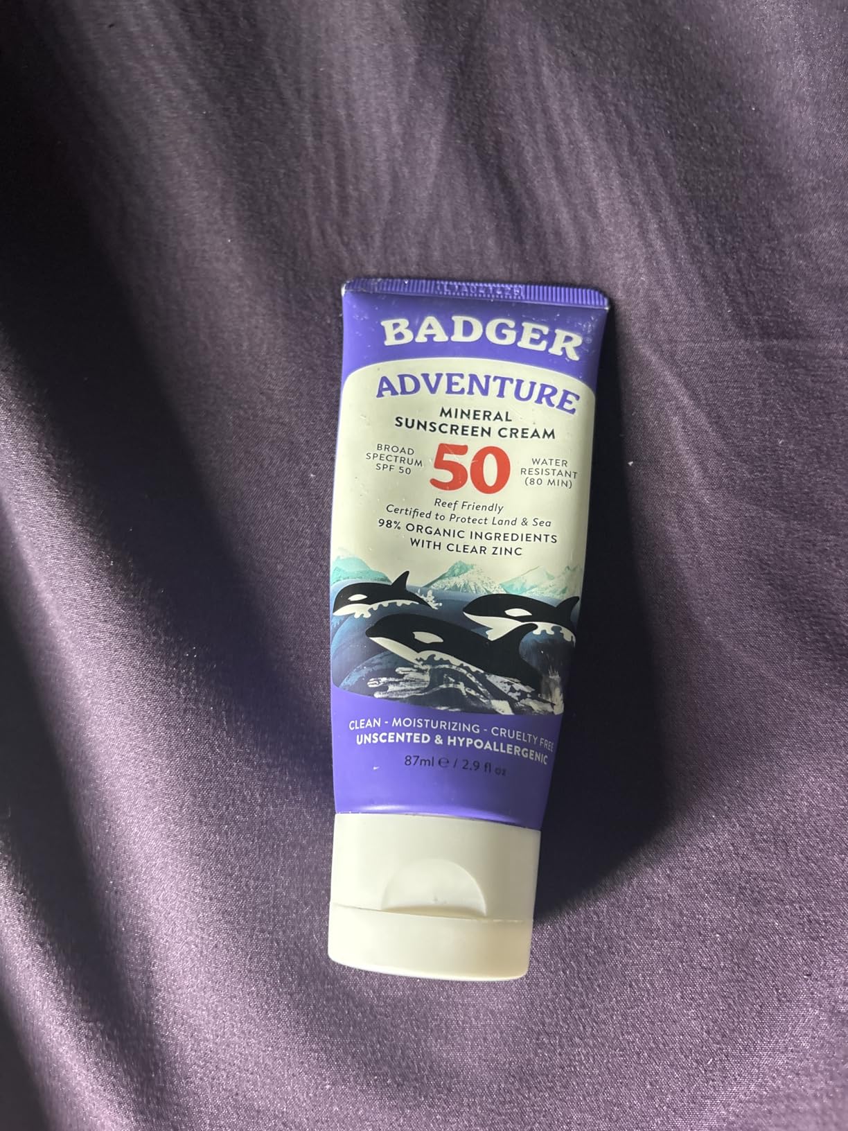 Badger Biodegradable Reef Safe Sunscreen SPF 50, 2.9 oz (3-Pack) | 98% Organic, Unscented, Zinc Oxide, Water Resistant, Adventure & Sport Sunblock customer photo 1