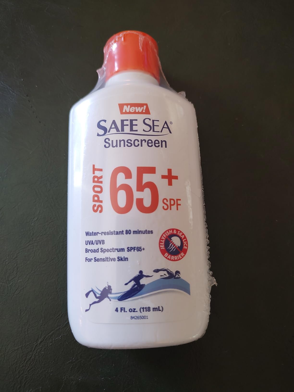 Safe Sea SPF 65+ Sport Sunscreen Lotion 4oz, Jellyfish and Sea-Lice Sting Protection, Super Water and Sweat resistant, Biodegradable customer photo 1