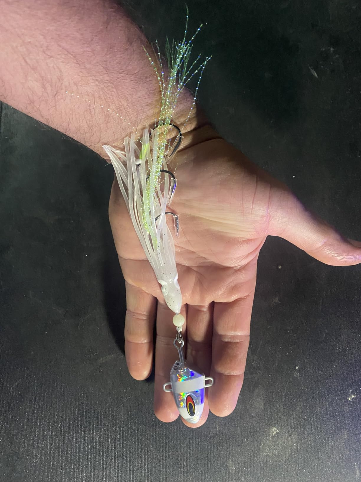 100g Saltwater Fishing Jigs - Squid Lure with Glow in The Dark Jig Head, Trolling Lures Saltwater customer photo 2