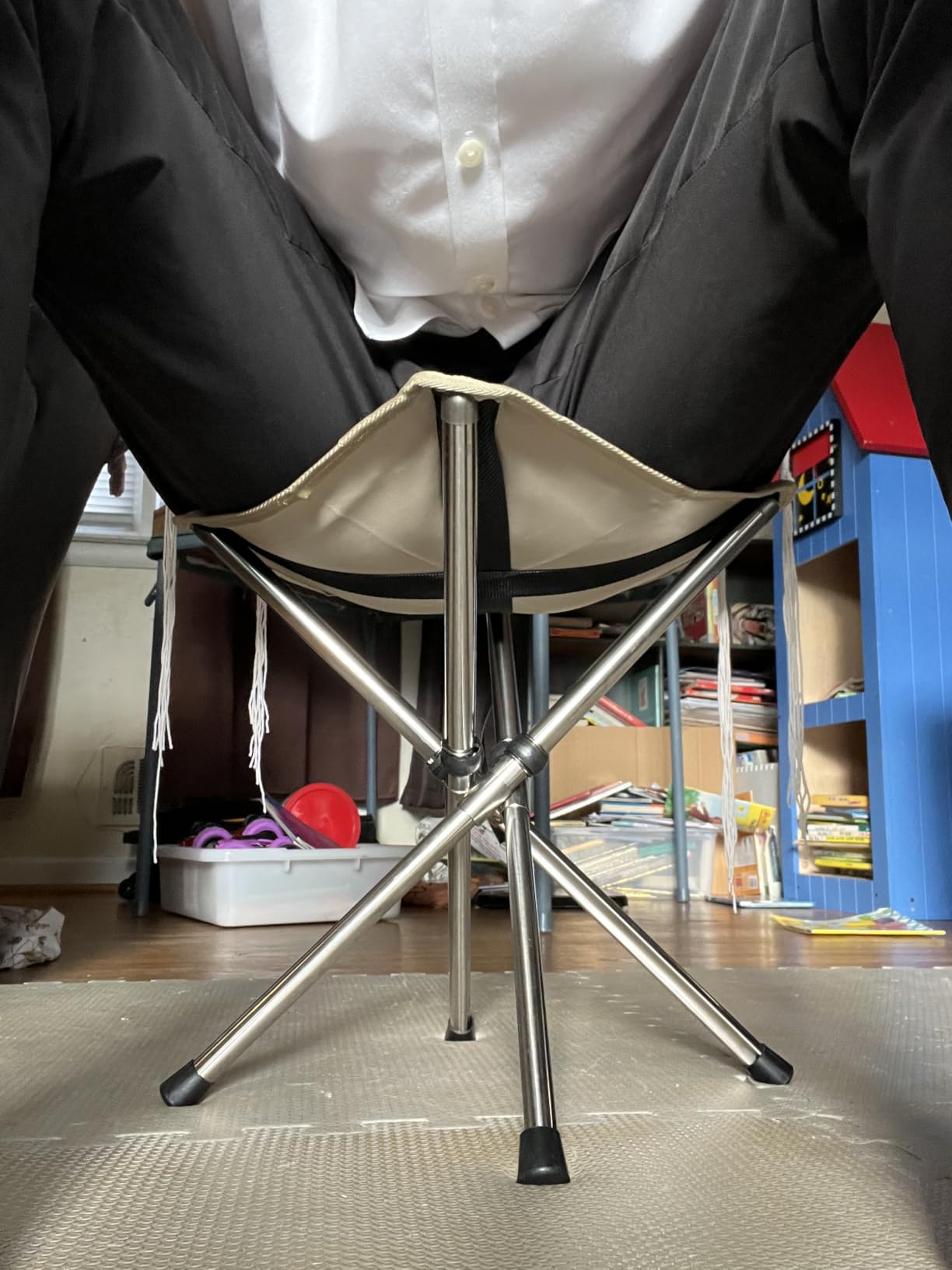 Ultra-Lightweight Camping Stool - 260lbs Capacity | 13.8in Expanded Height | 1.2lbs Ultra-Light & Waterproof | 1-Pull Quick Setup for Camping, Hiking, Fishing, BBQ & Waiting in Line (Black) customer photo 1