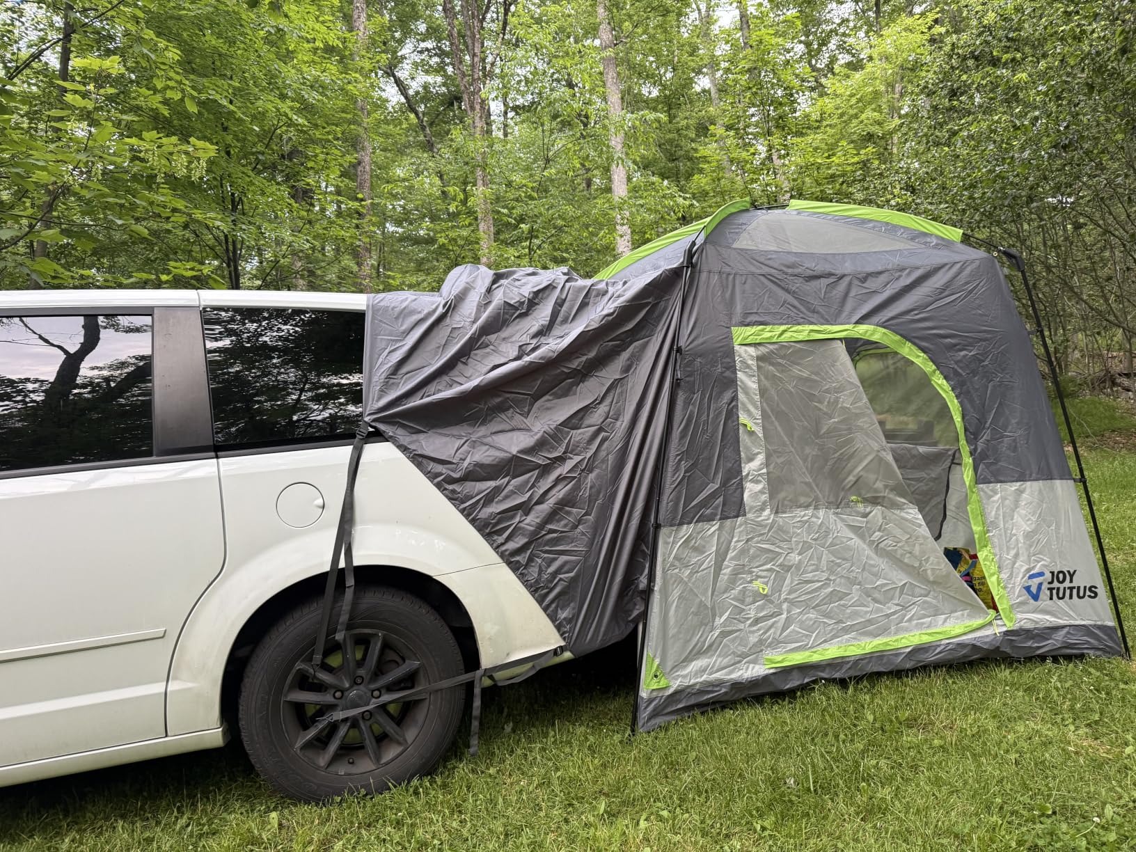 JOYTUTUS Dual-Use SUV Camping Tent with Rainfly, 4-9 Person Car Tent, Thicker Steel Frame, Ventilated Double Door, Movie Screen, Compatible with SUVs, Hatchback Tent customer photo 2