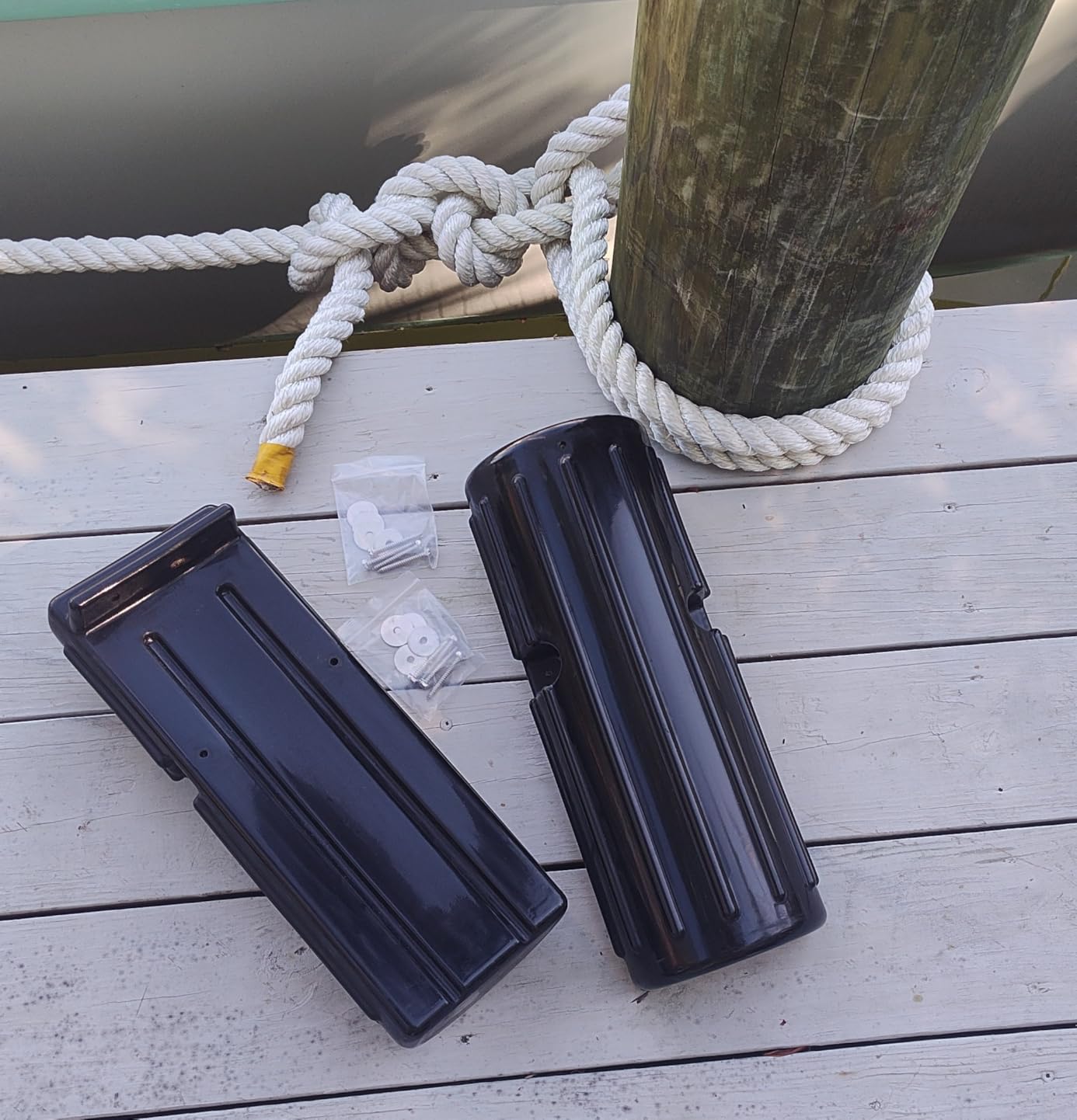 OCEANBROAD Dock Bumpers, Boat Dock Bumpers for Edge & Side | UV-Resistant PVC, Marine Fender Guard with Stainless Steel Hardware, Edge & Side Installation, Vertical Dock Protection customer photo 2