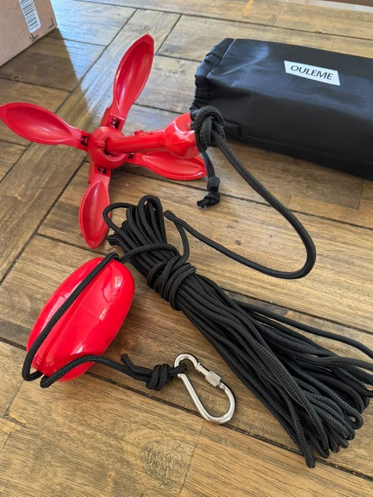 OULEME 1.5/3.5 LB Folding Grapnel Anchor Kit with 40 FT Rope & Buoy, for Boat, Kayak, Canoe, Small Watercraft, SUP, PWC, Jet Ski, Inflatable Paddle Board customer photo 1