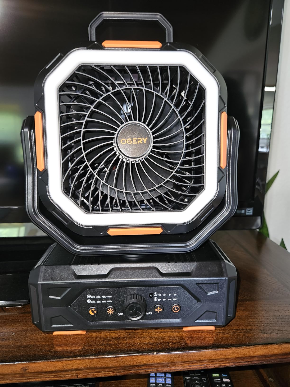 OGERY Portable Fan Rechargeable, 30000mAh Camping Fan for Tent, RV & Outdoor with Up to 322H Runtime, Battery Powered Fan with Remote, LED Lantern, Stepless Speed, Auto Oscillation, Camping Gear customer photo 2