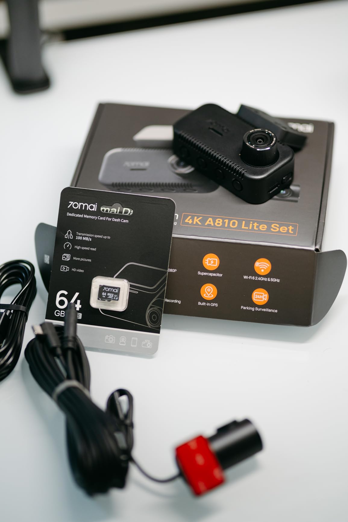 70mai A810 Lite 4K Dash Cam Front and Rear, 5GHz Wi-Fi 6 DashCam, Car Camera 4G LTE Remote Access, GPS Tracking, HDR Night Vision, 24H Parking Mode, Voice Control, Emergency Lock, Loop Recording customer photo 1