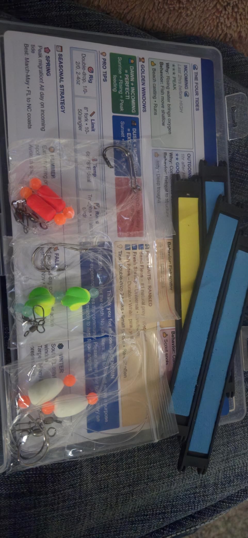 9-Pack Pompano Rigs for Surf Fishing - 50lb Double Hook Bottom Rig | 104pc DIY Surf Fishing Tackle Set & Tide Card; Hand-Tied Pre-Rigged for Redfish, Flounder & Sheepshead; Great Fishing Gift customer photo 2