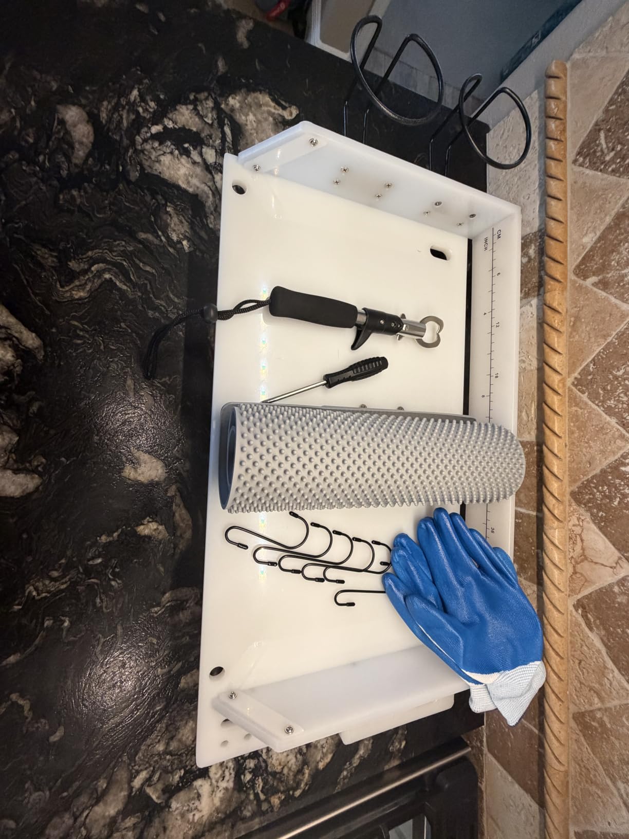 Bait Cutting Board for Boat, HDPE Thickened Bait Table Fishing Filet Board with Tool Slots and Larger Cup Holders, 360 Adjustable Rod Holder, Boat Fish Cleaning Table with Fish Fillet Mat customer photo 2