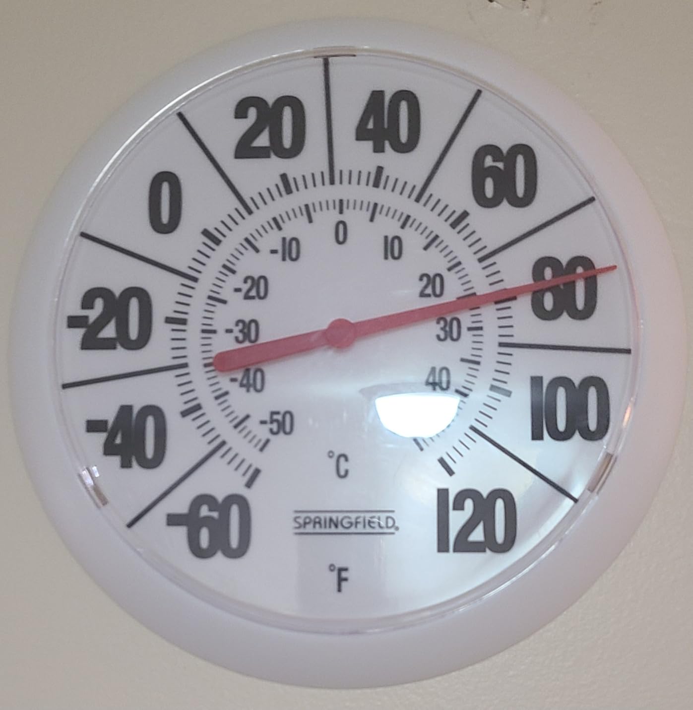 Springfield Indoor Outdoor Big and Bold Dial Thermometer, Wireless Thermometer with Easy to Read Large Numbers for Patio, Pool, and Indoor Areas, 8-Inch, White customer photo 2