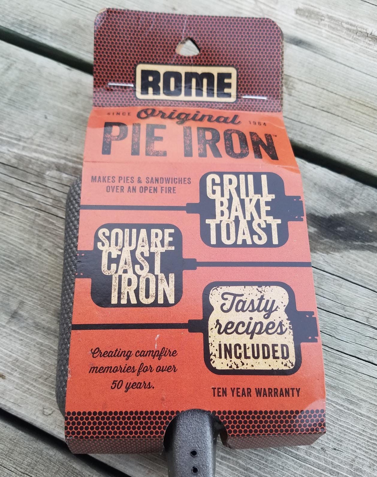 ROME Square Cast Iron Pie Iron Sandwich Cooker For Campfire Fire Pit and BBQ Use, Original Iconic Design, 28