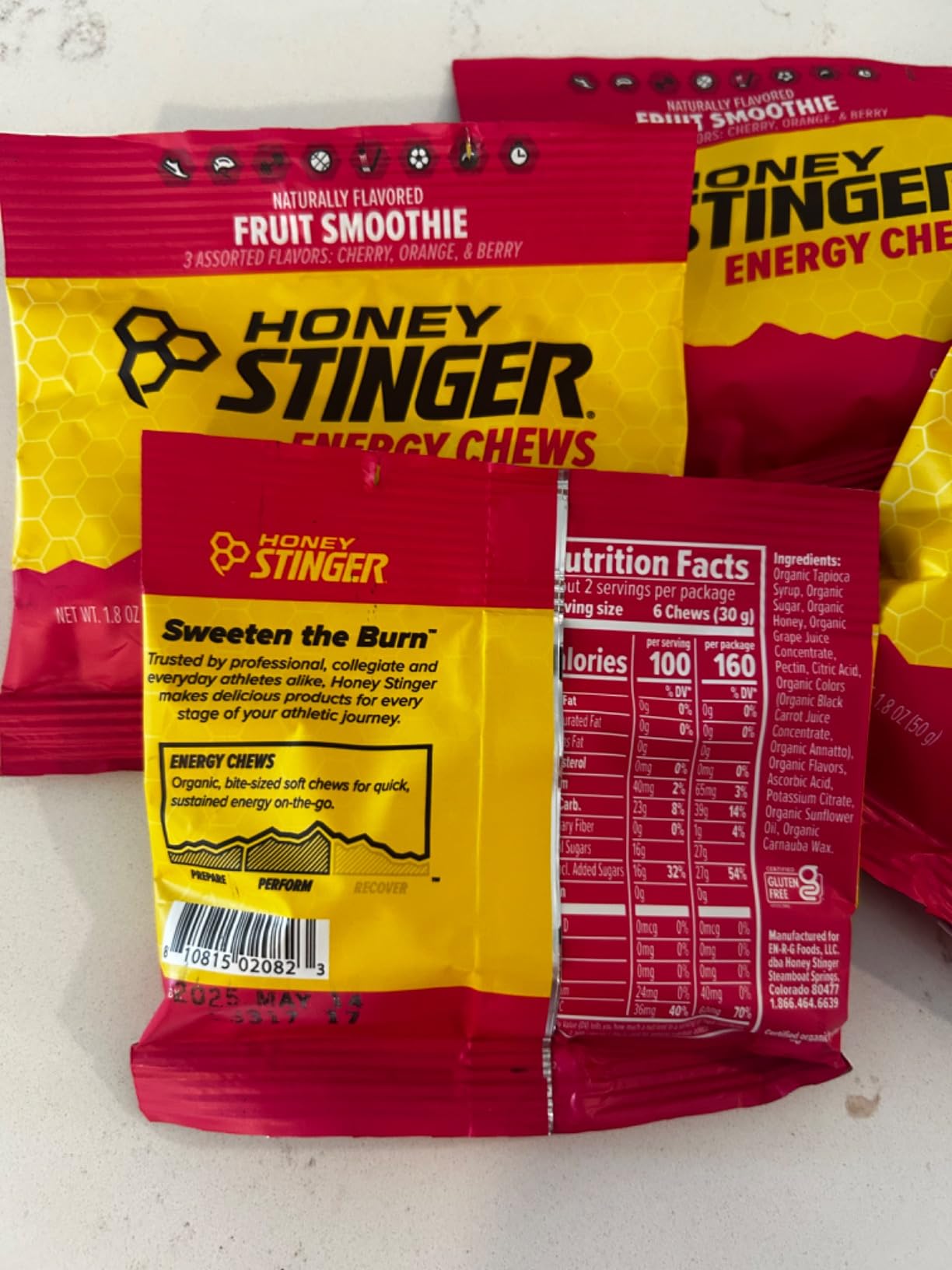 Honey Stinger Organic Fruit Smoothie Energy Chew, Gluten Free & Caffeine Free, for Exercise, Running and Performance, Sports Nutrition for Home & Gym, Pre and Mid Workout, 21.6 Ounces (Pack of 12) customer photo 1