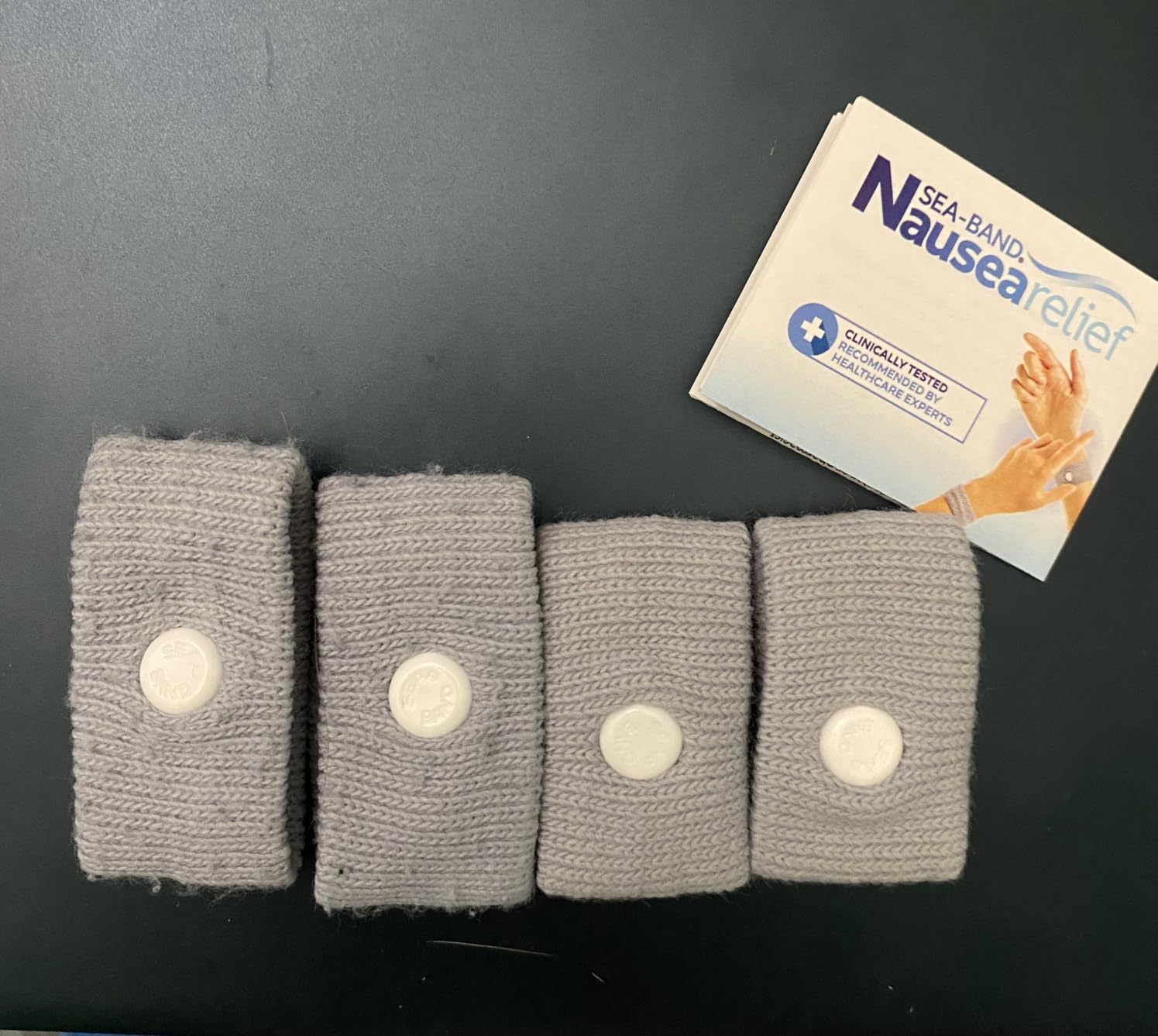 Sea-Band Anti-Nausea Motion Sickness Bracelets, 1 Pair, Gray | Seasick bands, acupressure wristband for motion & morning sickness, reusable and washable, HSA/FSA approved customer photo 1