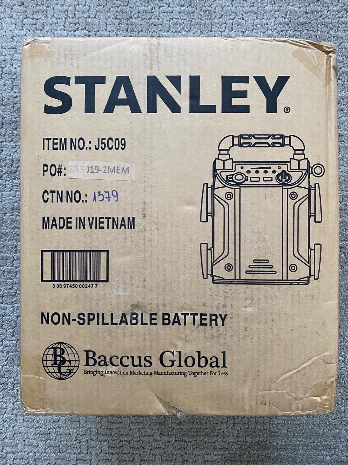 STANLEY J5C09 1000 Amp Jump Starter with Compressor customer photo 1