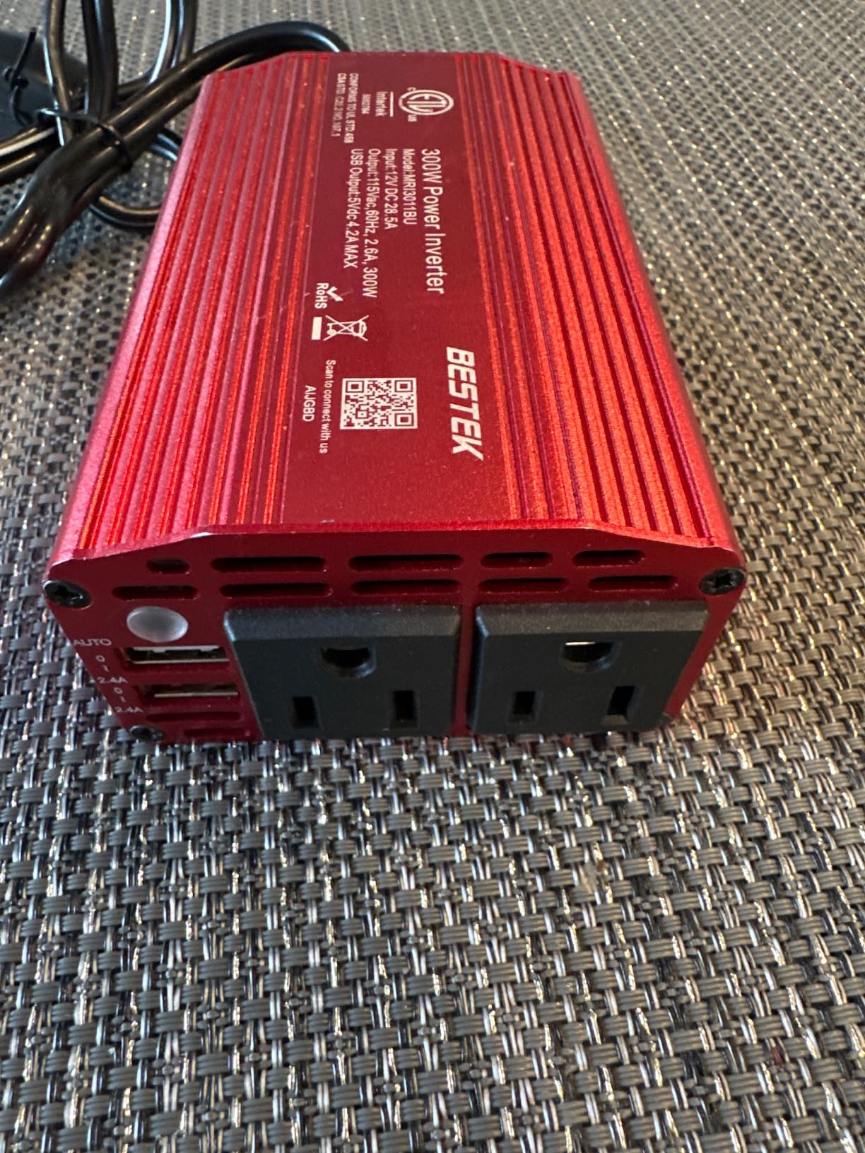 BESTEK Power Inverter DC 12-17V to AC 110V - 300W Car Plug Adapter Outlet customer photo 1
