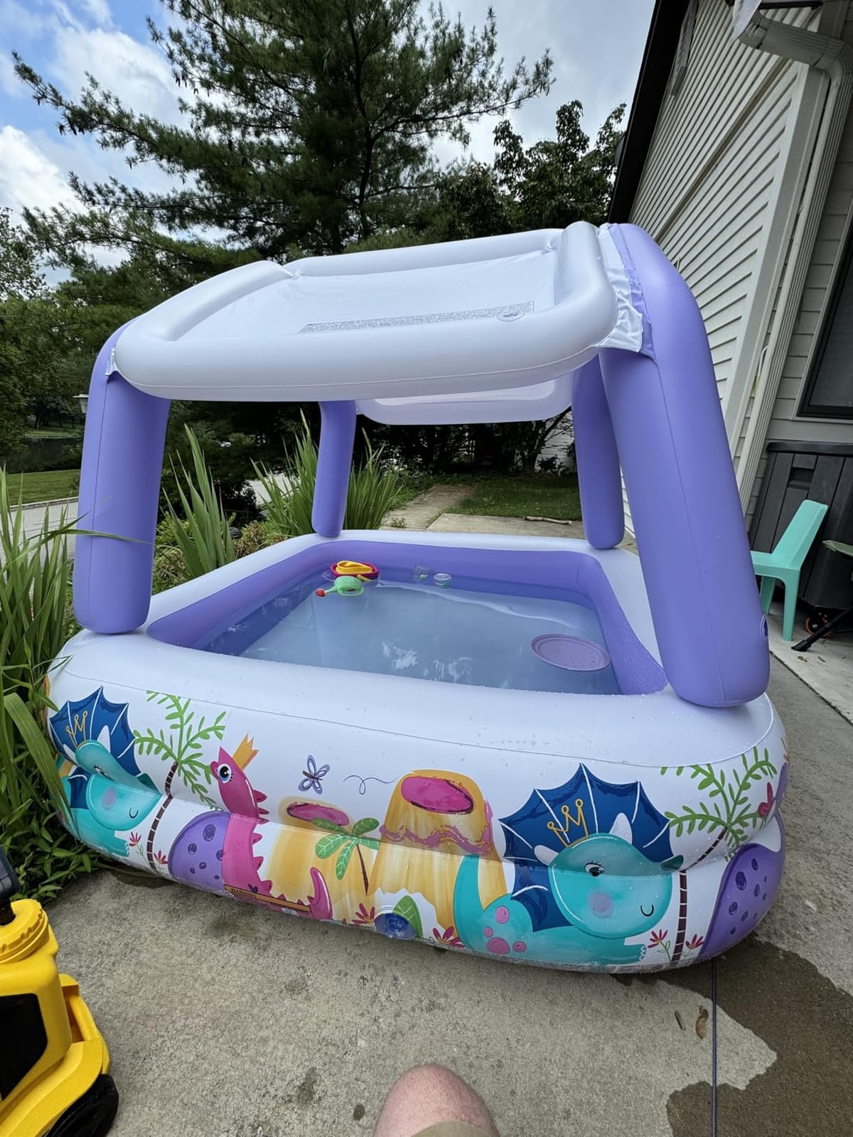 Intex 57470EP Sun Shade 5 Foot Square Inflatable Durable 10 Gauge Vinyl Kiddie Pool with Ocean Scene and Canopy for Ages 3 Years and Up, Multicolor customer photo 1