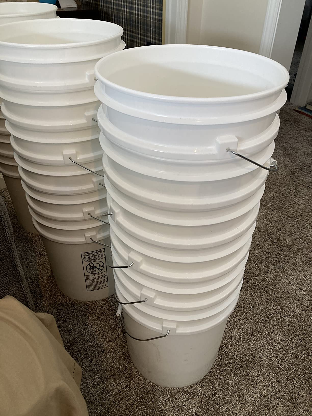 6 Pack | Premium 5 Gallon Bucket, Food Grade BPA Free HDPE, White - no Lid customer photo 2