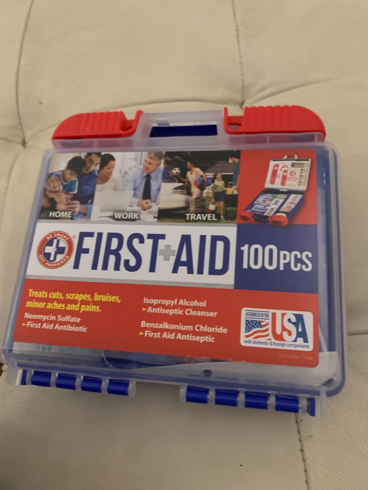 Be Smart Get Prepared 110 pc First Aid Kit: Clean, Treat, Protect Minor Cuts, Home, Office, Car, School, Business, Travel, Emergency, Outdoor, Camping & Sports, FSA/HSA (Packaging may vary) customer photo 1