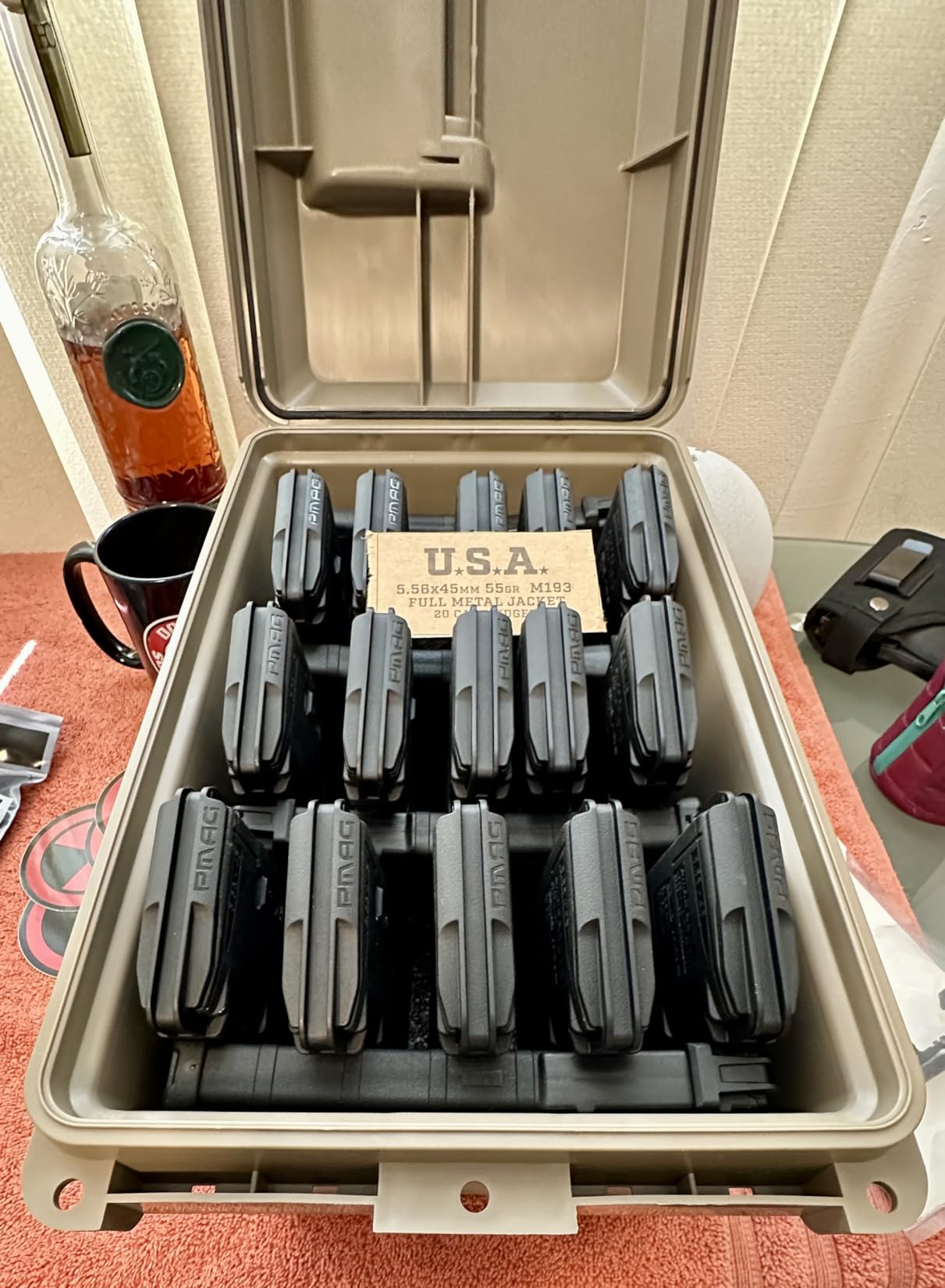 MTM TMC15 Tactical Mag Can, Dark Earth | Fits 15 Mags of 20 or 30 Round 223/5.56 Mags, Water Resistant, Lockable, Stackable, Snap Lock Latches, USA Made customer photo 2