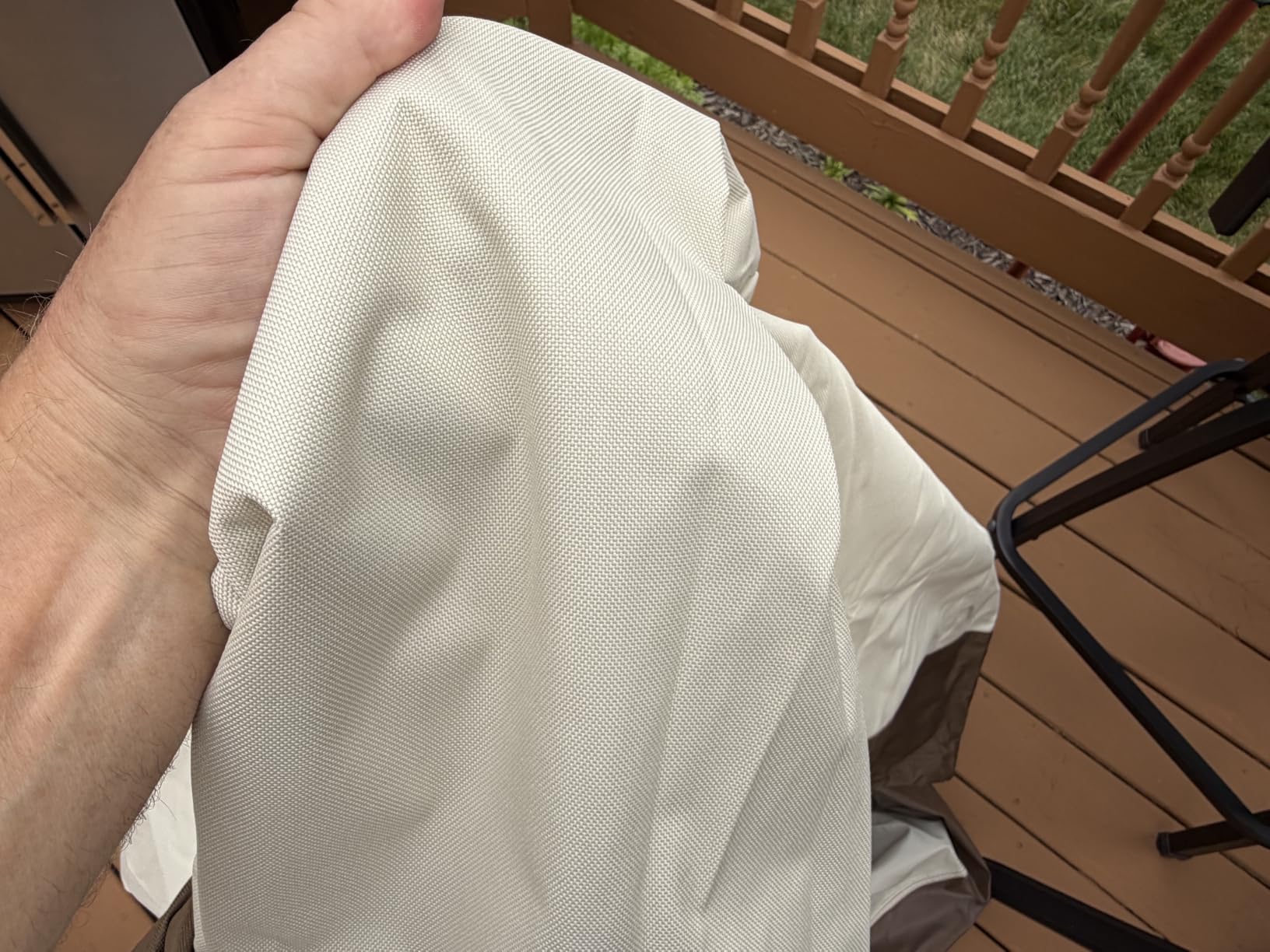 Amazon Basics Gas Grill Barbecue Cover, Weather Resistant, Anti-UV Protection with Secure Straps, Waterproof, 60 inch, Medium for Outdoor Grills, Beige customer photo 2