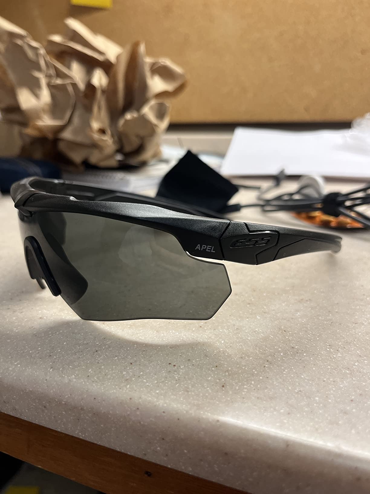 ESS Gray Safety Glasses, Scratch-Resistant, Wraparound Black, One Size customer photo 1