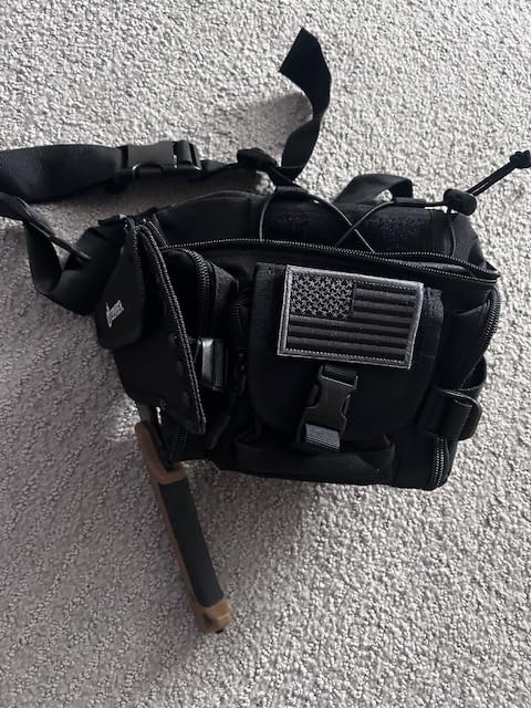 ArcEnCiel Tactical Fanny Pack for Men Women Waist Bag Hip Belt Outdoor Hiking Fishing Bumbag with Patch (Black) customer photo 2