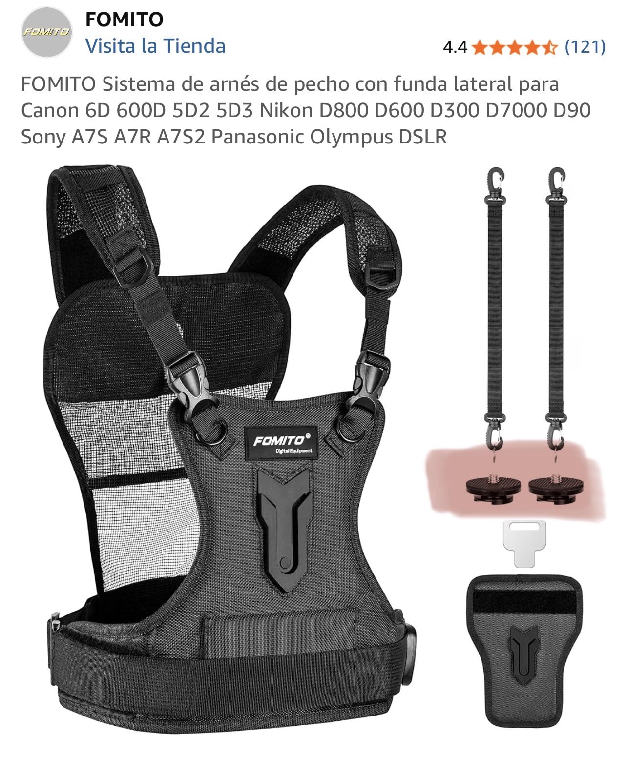 FOMITO Multi Camera Carrying Chest Harness System Vest with Side Holster for Canon 6D 600D 5D2 5D3 Nikon D800 D600 D300 D7000 D90 Sony A7S A7R A7S2 Panasonic Olympus DSLR customer photo 2