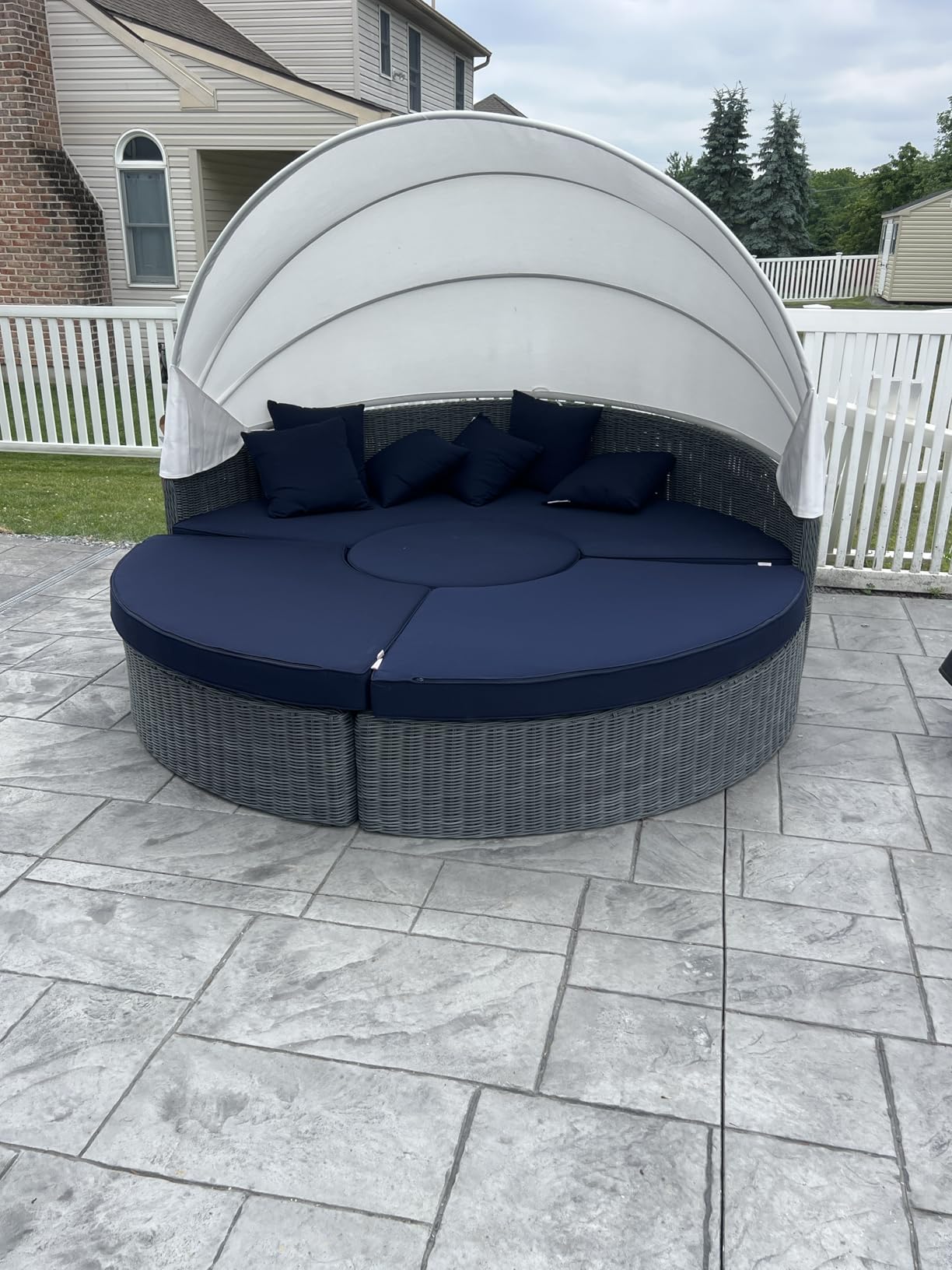 Modway Summon Outdoor Patio Daybed with Canopy and Sunbrella Cushions in Canvas Navy customer photo 1