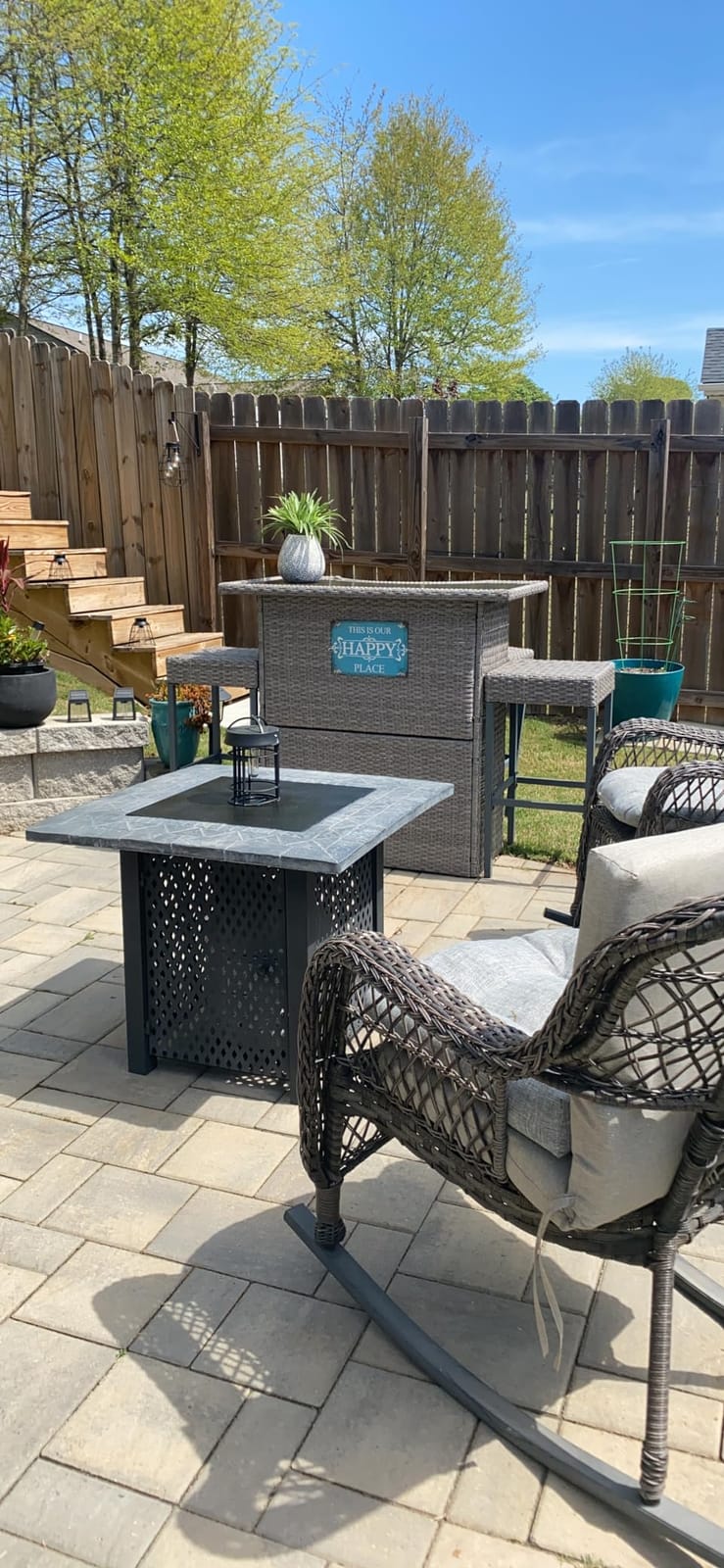 Outsunny 5 Piece Wicker Outdoor Bar Set High Top Table Chairs Dark Brown customer photo 1