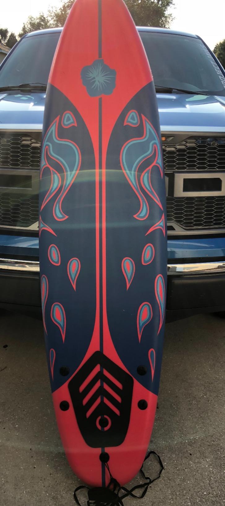 Giantex 6' Surfboard Surfing Surf Beach Ocean Body Foamier Board with Removable Fins, Great Beginner Board for Kids, Youth and Children customer photo 2