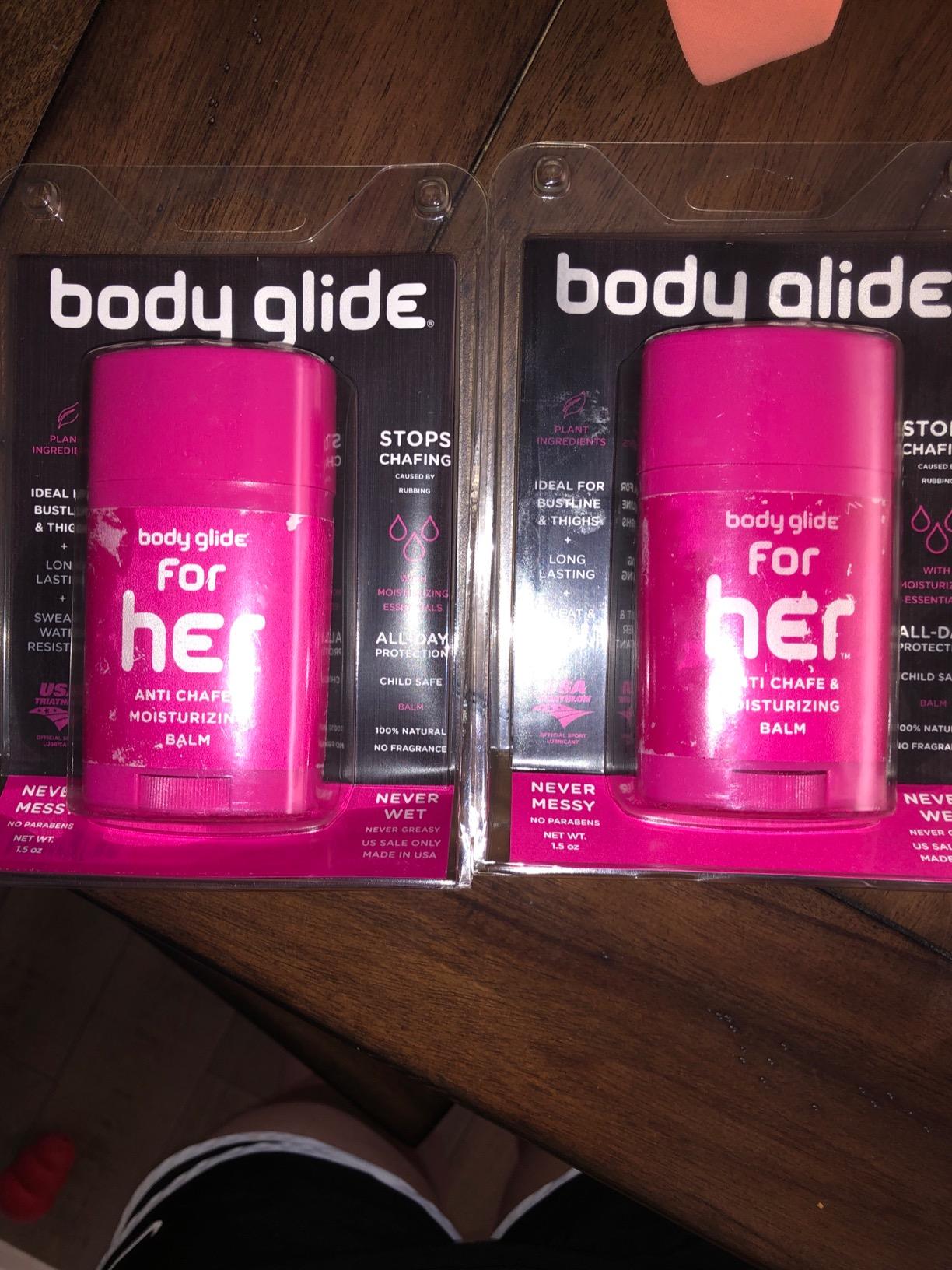 Body Glide For Her Anti Chafe Balm | Chafing stick with added emollients | Great for dry, sensitive skin and/or sensitive areas | Use on chest, bra, butt, groin, arm, and thigh chafing | 1.5oz customer photo 2