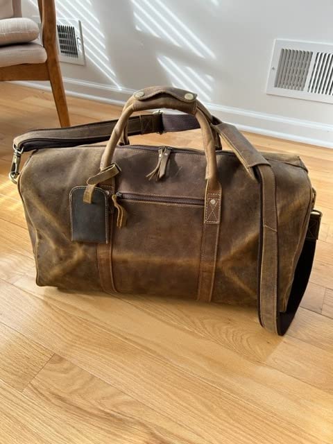 KomalC Leather Travel Duffle Bag, Cabin Carry-On for Men & Women customer photo 1