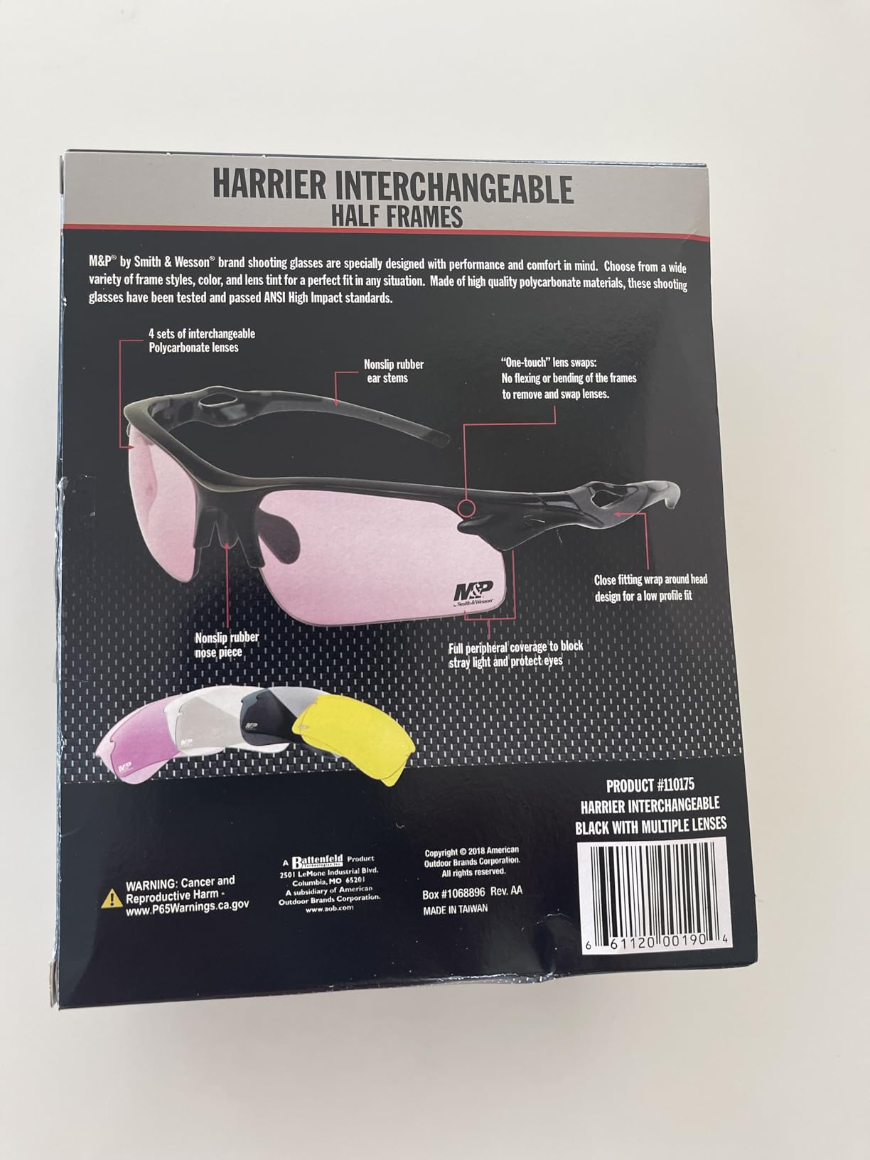 Smith & Wesson M&P Harrier Half Frame Interchangeable Shooting Glasses with Impact Resistance & Anti-Fog Lenses, Black, 1Size customer photo 1
