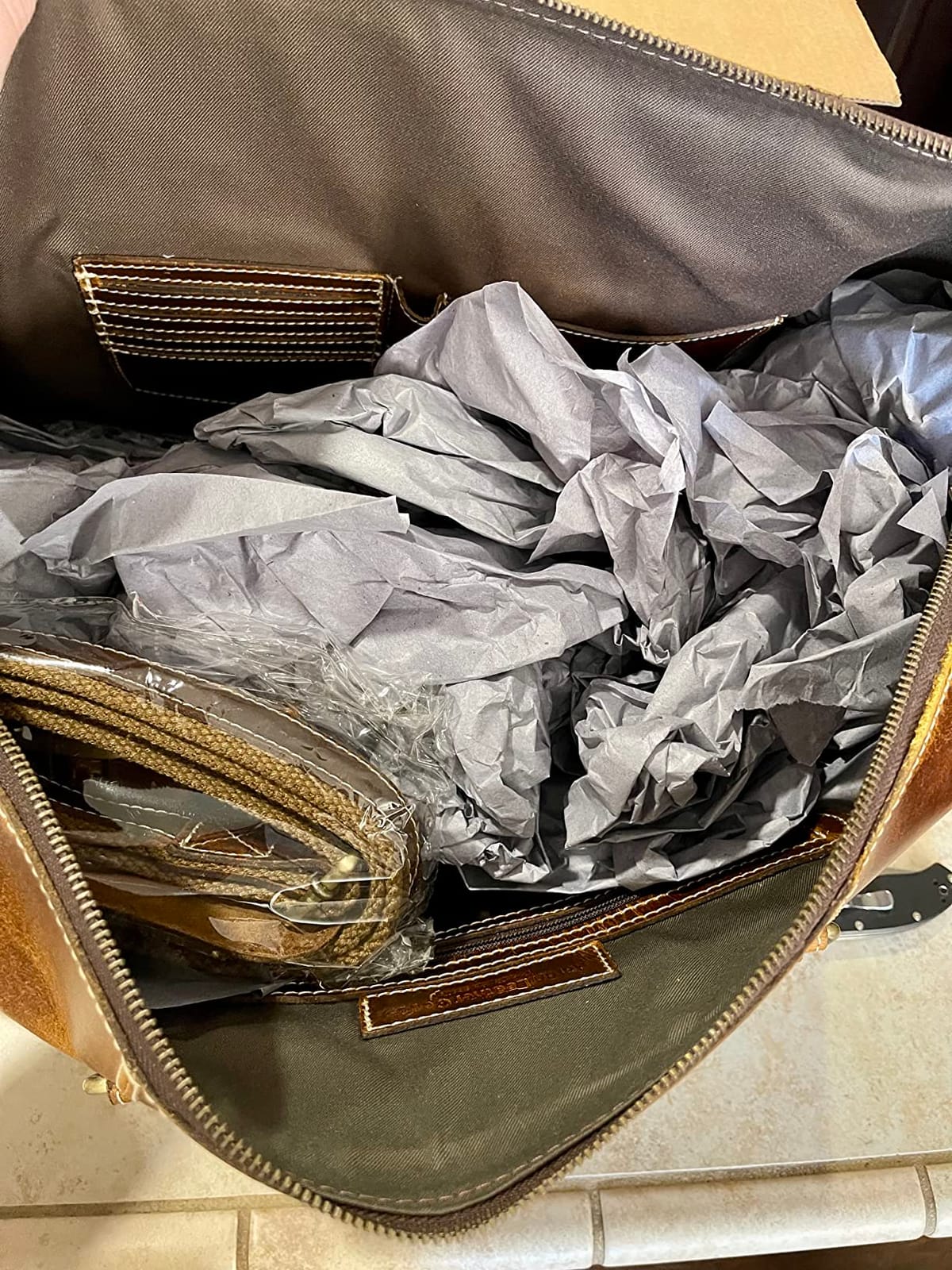 Leather Travel Duffel Bag | Gym Sports Bag Airplane Luggage Carry-On Bag | Gift for Father's Day By Aaron Leather Goods customer photo 2