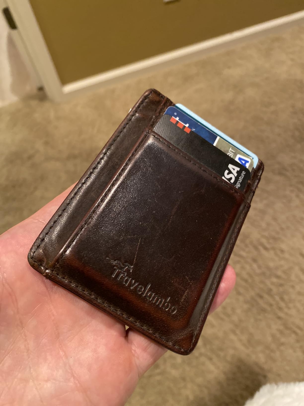 Slim Wallet Front Pocket Minimalist Leather RFID Blocking Medium Size customer photo 2