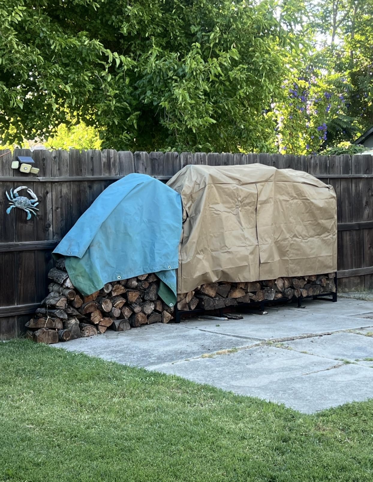 Sunnydaze 4-Foot Firewood Log Rack Cover with PVC Backing, Khaki customer photo 1