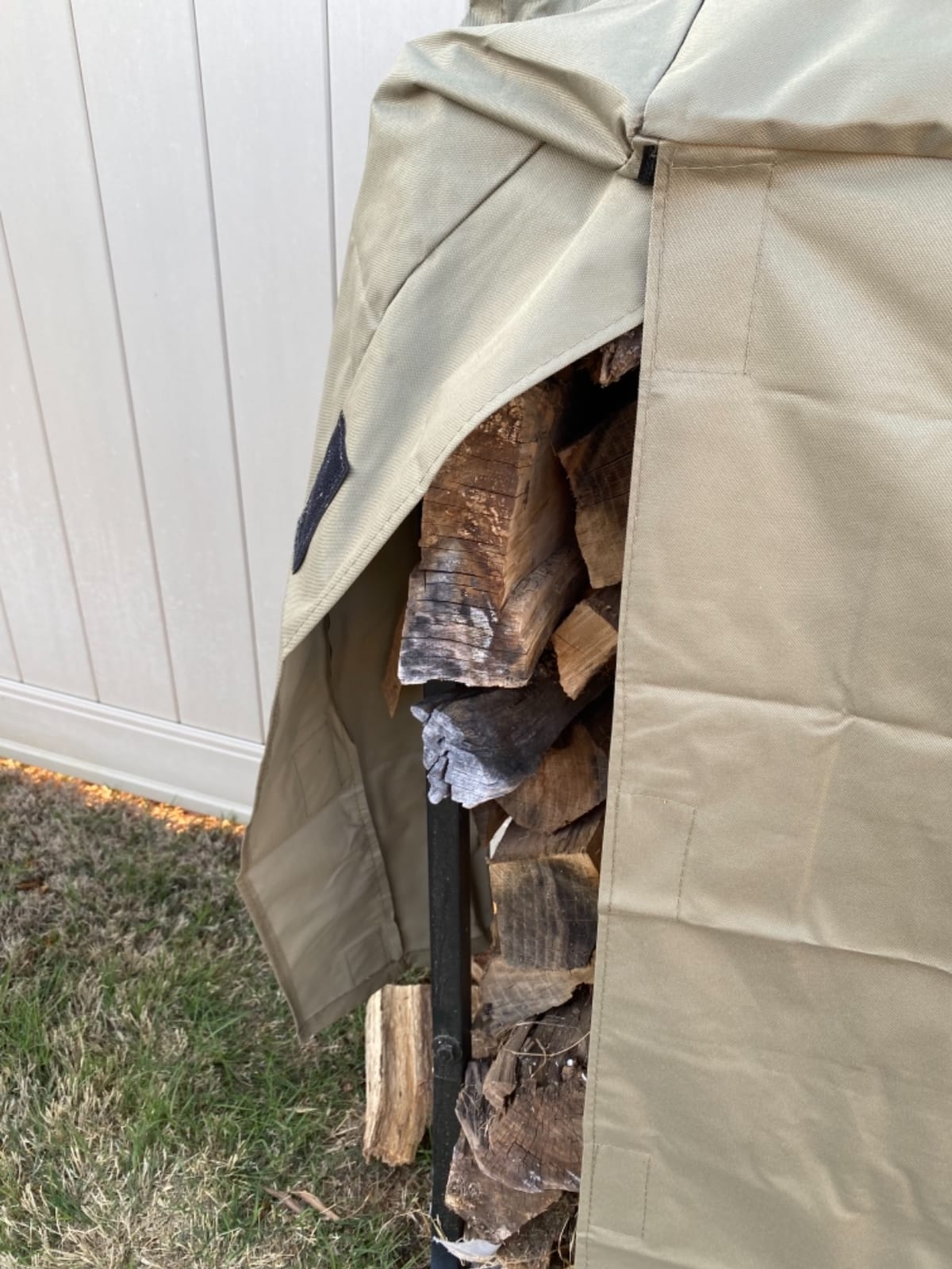 Sunnydaze 4-Foot Firewood Log Rack Cover with PVC Backing, Khaki customer photo 2