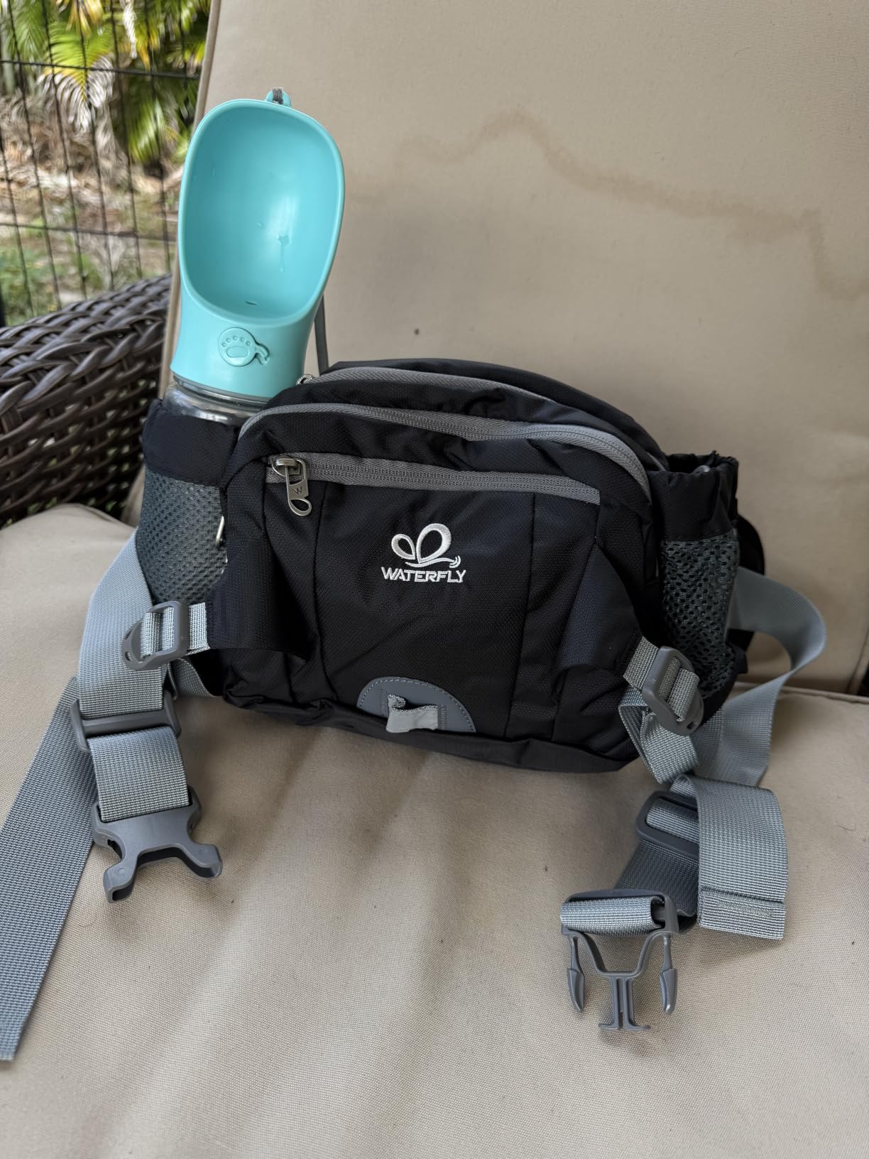 WATERFLY Fanny Pack Waist Bag: Fannie Pack 2 Water Bottle Holders Lumbar Belt Hiking Walking Running Jogging Camping Large Woman Man (Bottle Not Included) customer photo 2