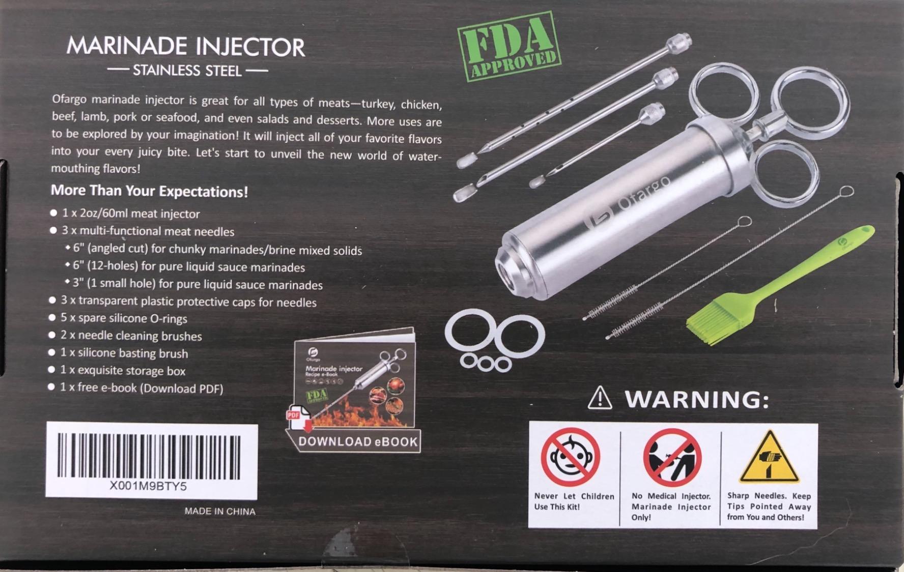 Ofargo Meat Injector - 3 Needle Marinade Injector for Meats, Turkey, Brisket; 2-oz Capacity customer photo 1