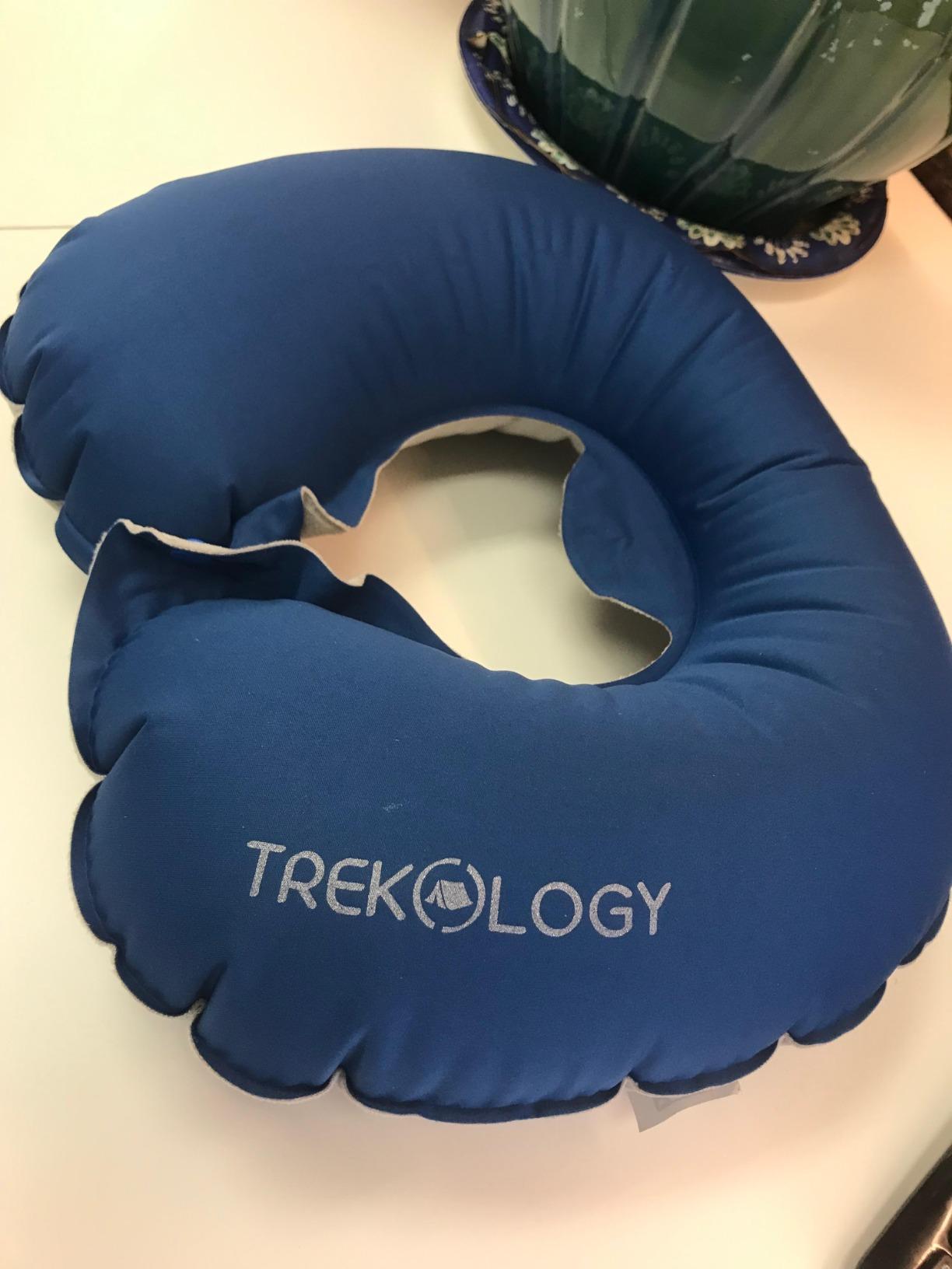 TREKOLOGY Inflatable Neck Pillow for Travel – Compact Ultralight Air Pillow with Button Inflation & Quick Deflate – Dual-Fabric Neck Support Cushion for Airplane, Car, Train, Bus customer photo 1