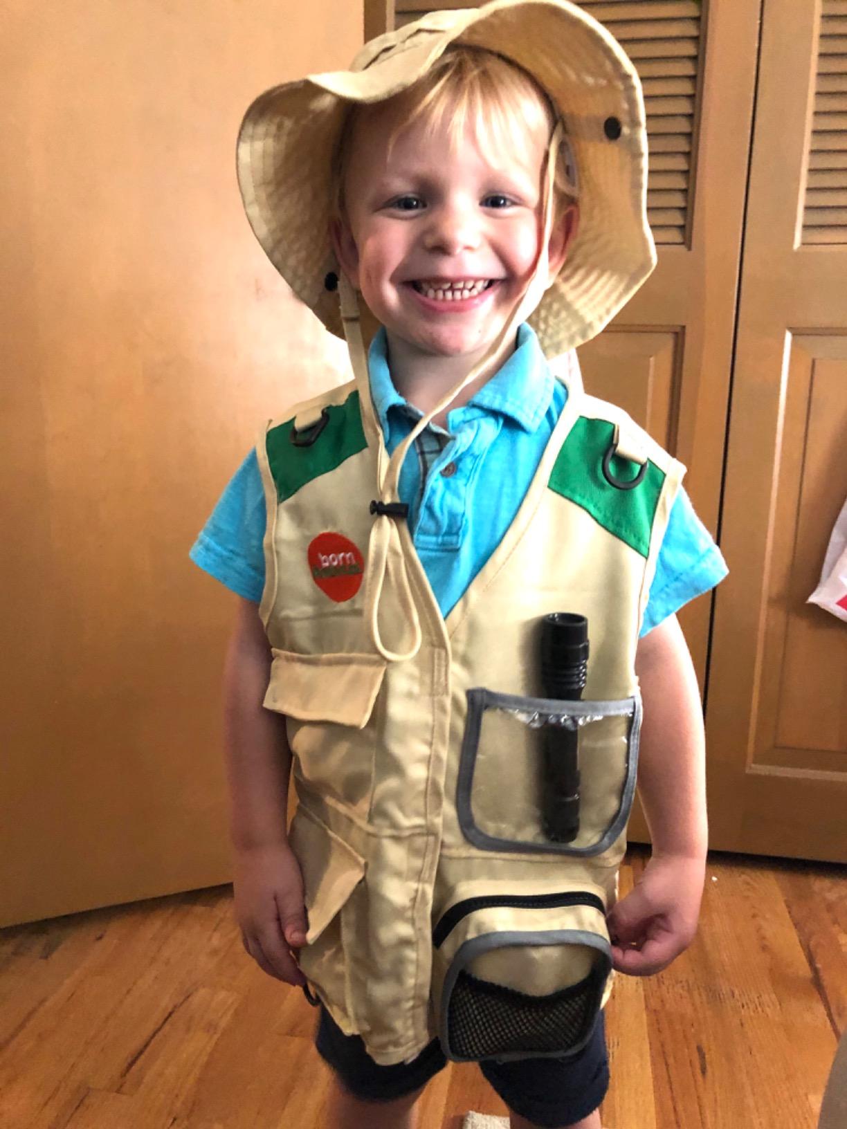 Born Toys Kids Safari Costume Zoo Keeper Dress Up Outfit for Toddler, 3+ | Includes safari vest, hat, real magnifying glass, flashlight, and binoculars for outdoor & school dress-up play customer photo 1