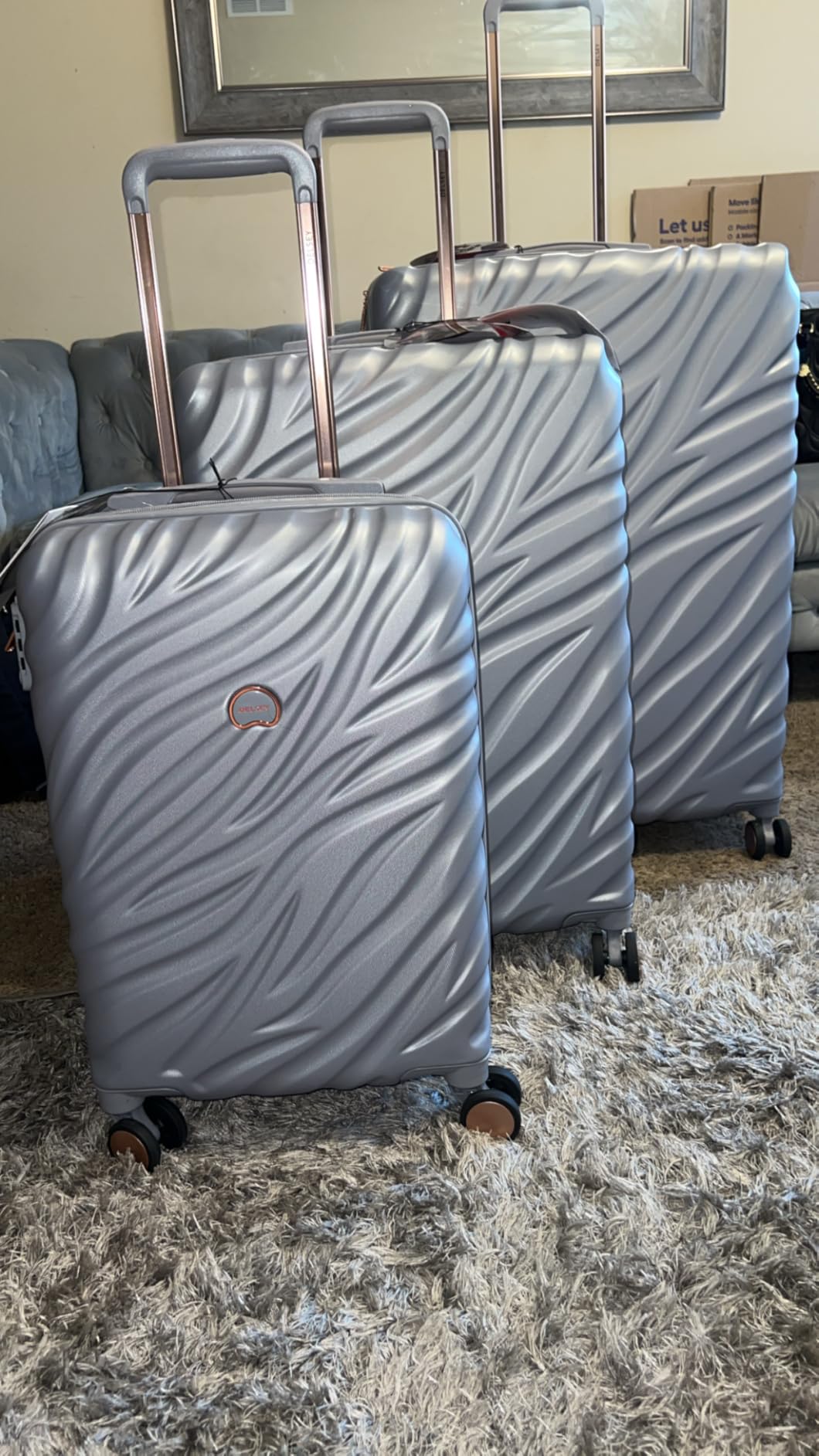 DELSEY PARIS Alexis Durable Luggage Set, Expandable & Lightweight 4-Wheel Spinners, Easy Grip handles for Smooth Journeys, TSA-Lock Incorporated, Men and Women, Navy, 3-Piece Set (21