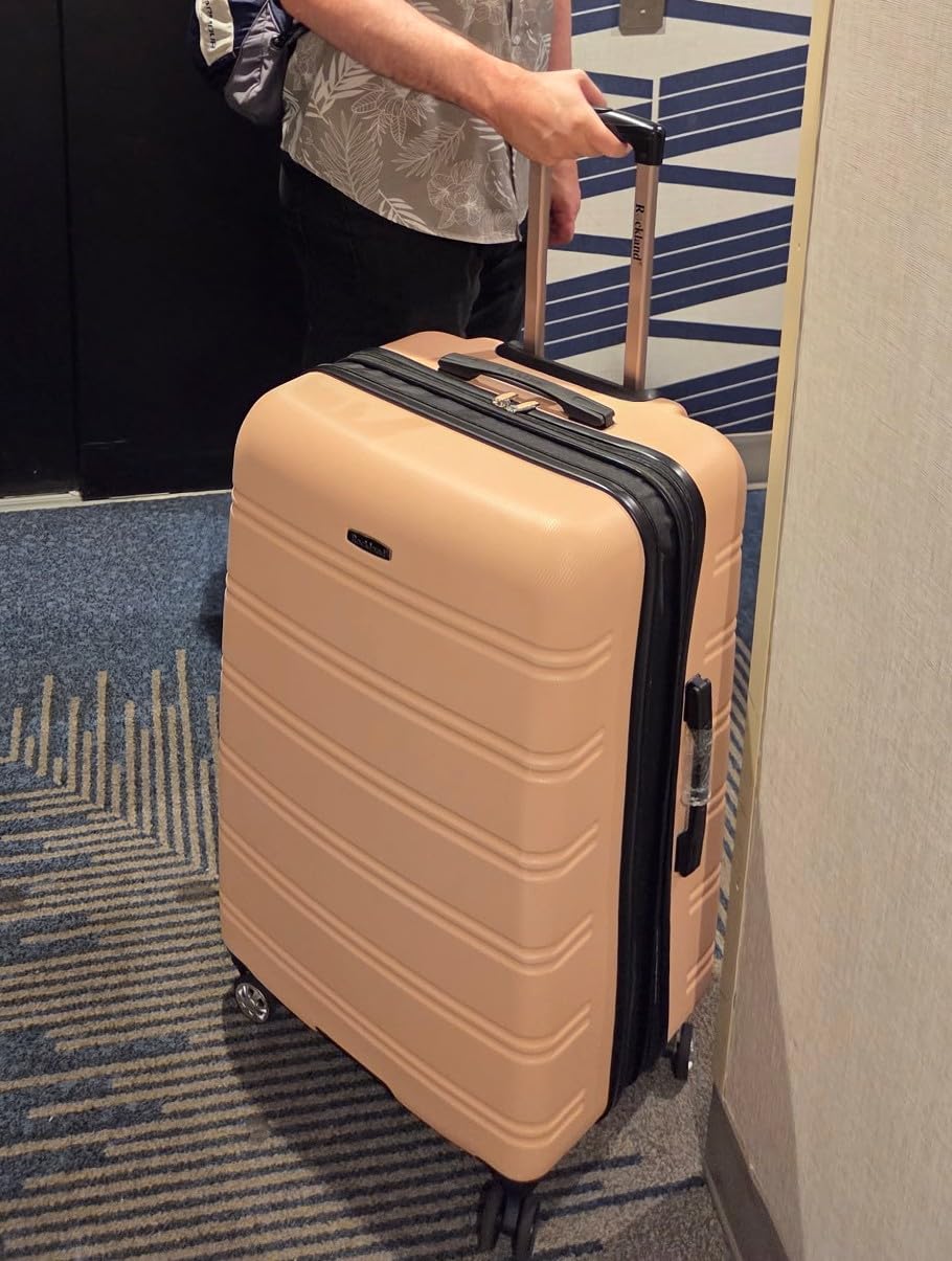 Rockland Melbourne Hardside Expandable Spinner Wheel Luggage, Checked Large 28