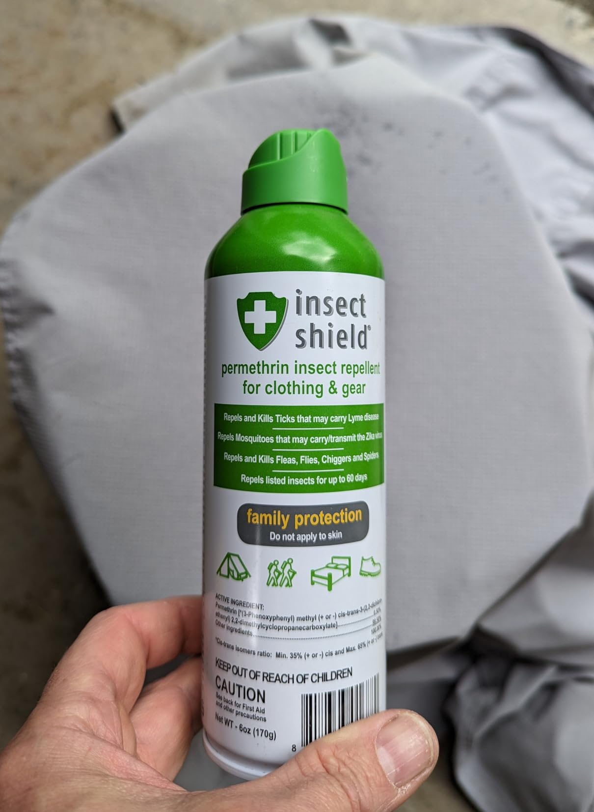 Insect Shield Premium Permethrin Spray - Tick, Flea, Fly, Mosquito, Chigger, Spider & Bed Bug Repellent for Clothing, Gear, Furniture, & Tents, Last up to 60 Days, Clear, 6 Oz Aerosol customer photo 2