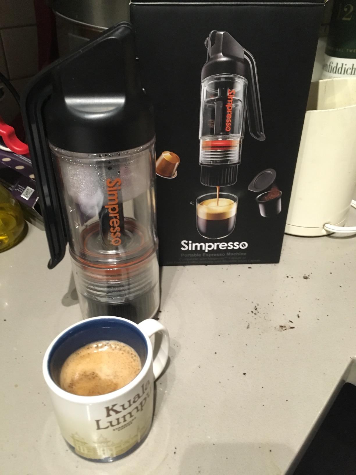 Simpresso Portable Espresso Maker | Compact Travel Coffee Maker Compatible with Nespresso Pods & Espresso Ground Coffee | Manually Operated | Premium Travel Package with All Accessories Included customer photo 2