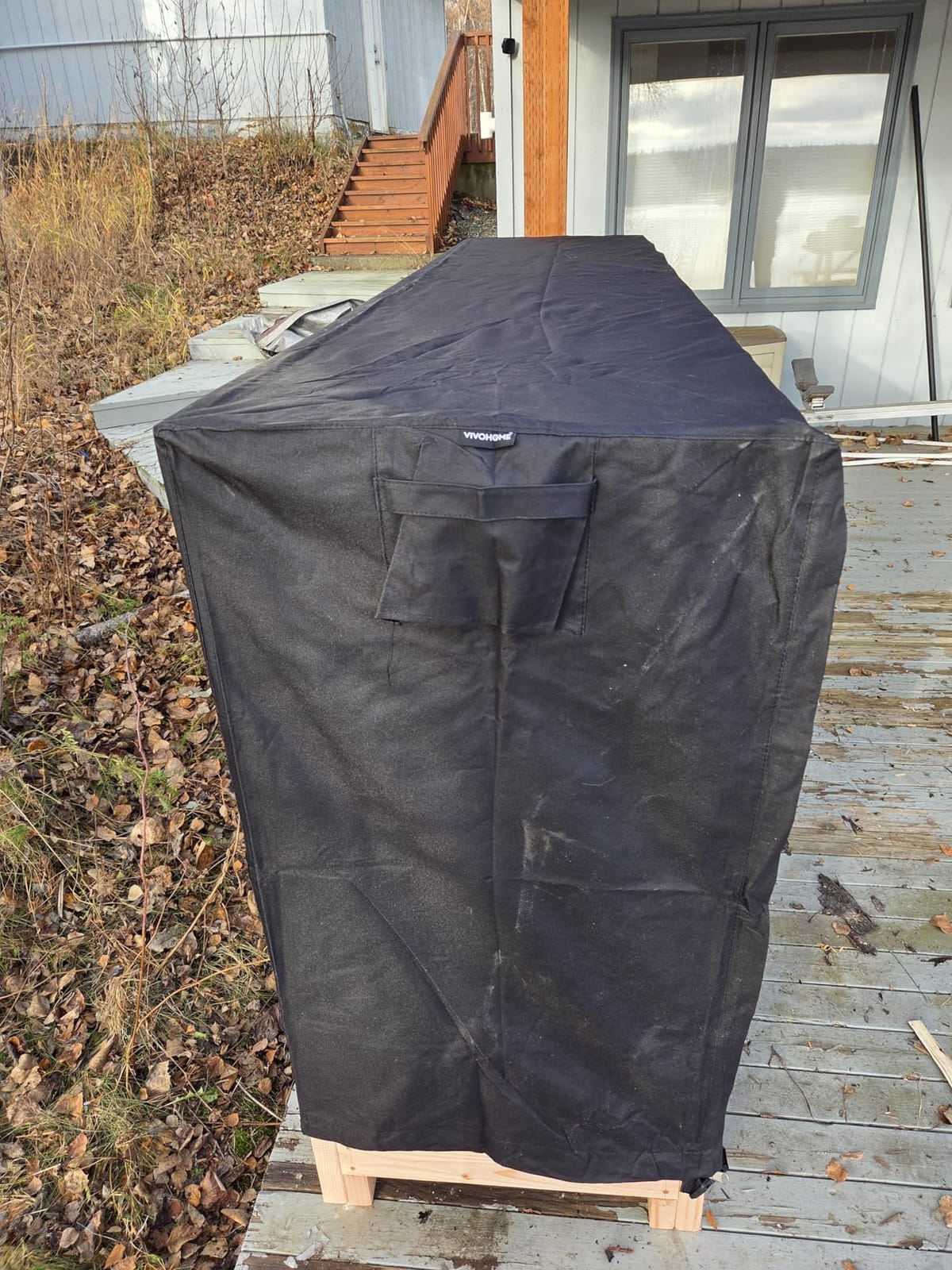 VIVOHOME 8ft Waterproof Outdoor Firewood Log Rack Cover, Black customer photo 1