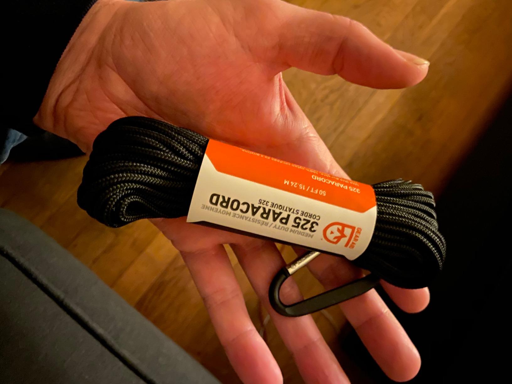 GEAR AID 325 Paracord and Carabiner, Utility Cord for Camping and Hiking, Black, 50 ft customer photo 1