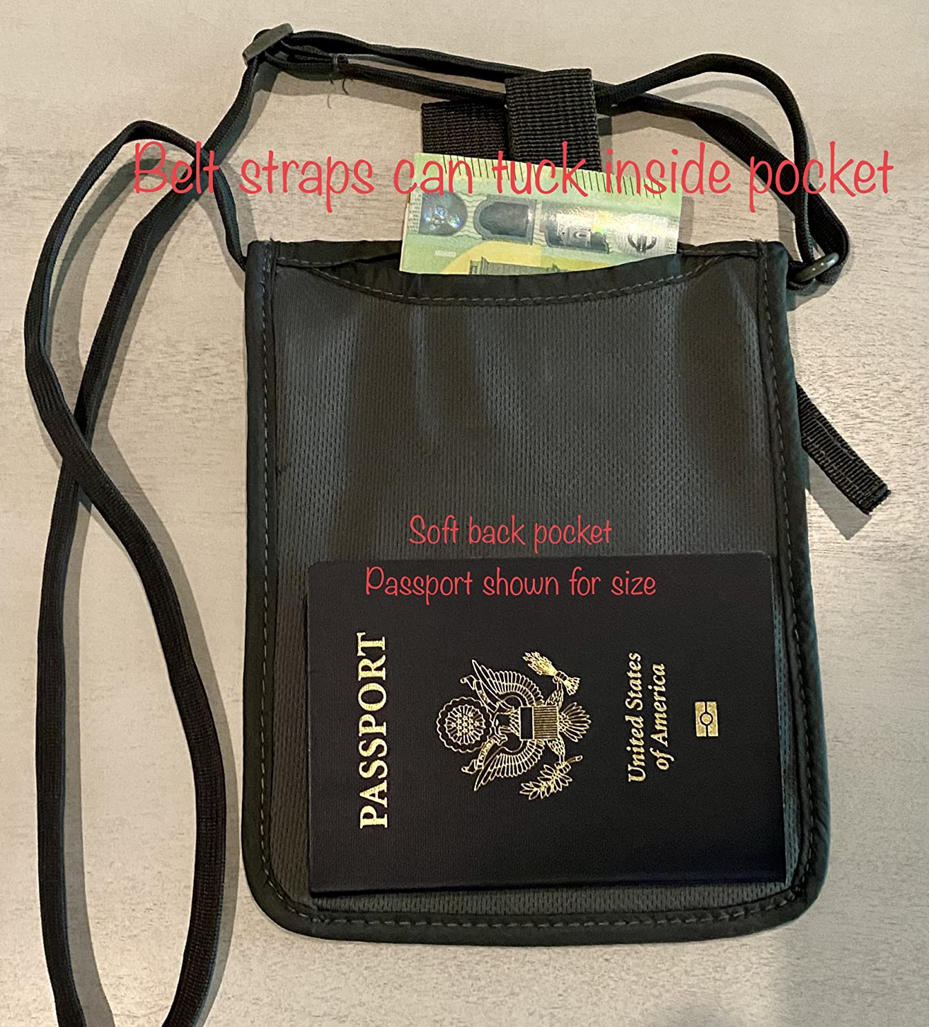Alpha Keeper Neck Wallet, Travel Pouch For Passport Holder And Documents, RFID Blocking, Beige, Unisex Adult, Travelers, Adults customer photo 1